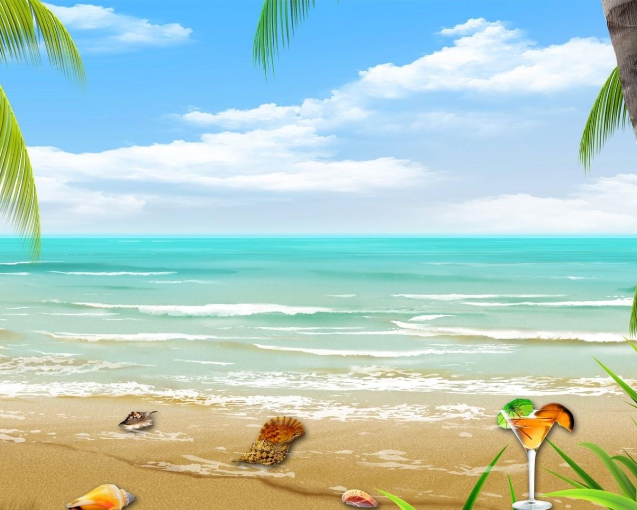 Free download Tropical Beach Vector Collage HD Wallpaper