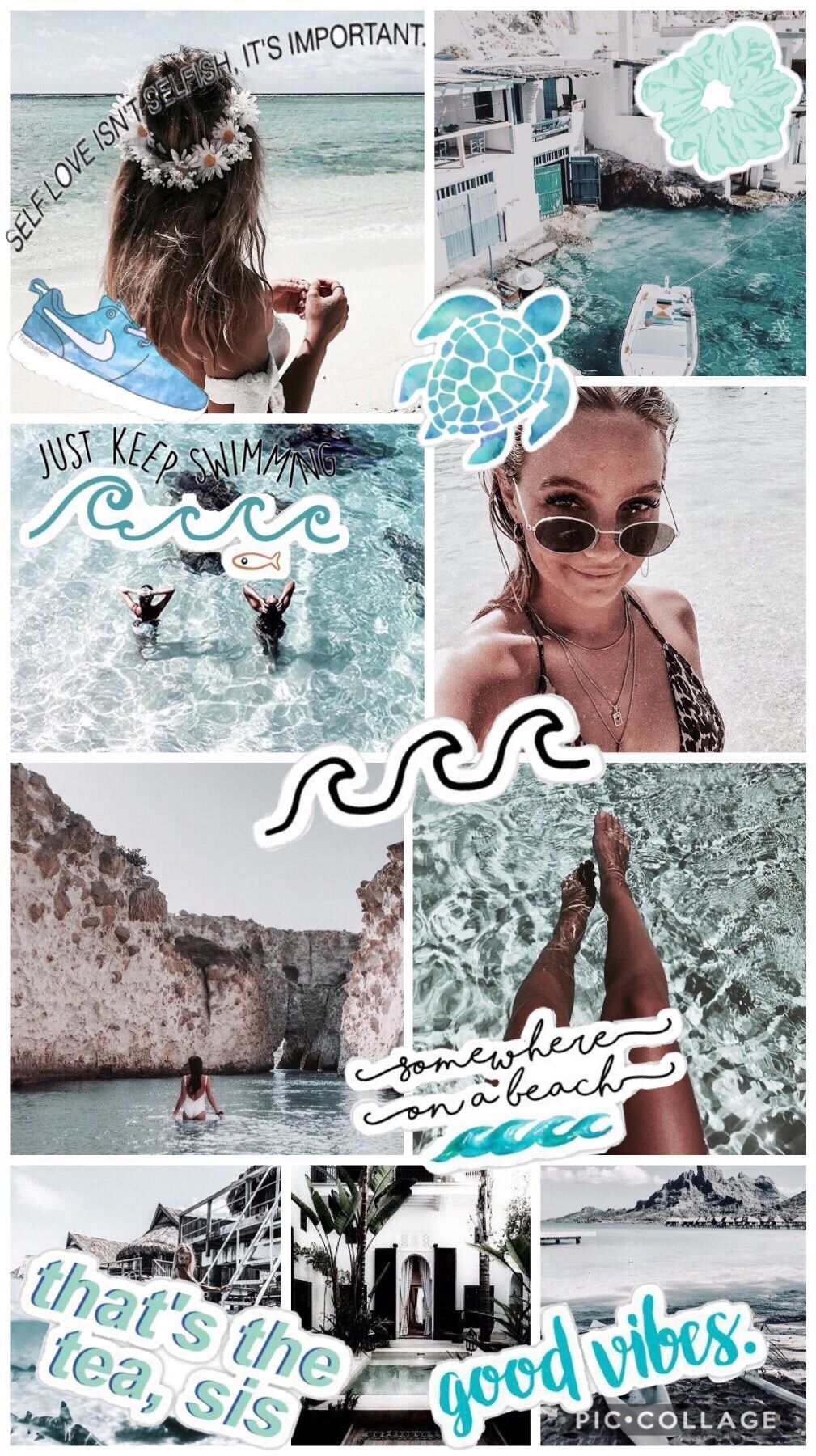 beach water ocean vacation summer collage aesthetic wal