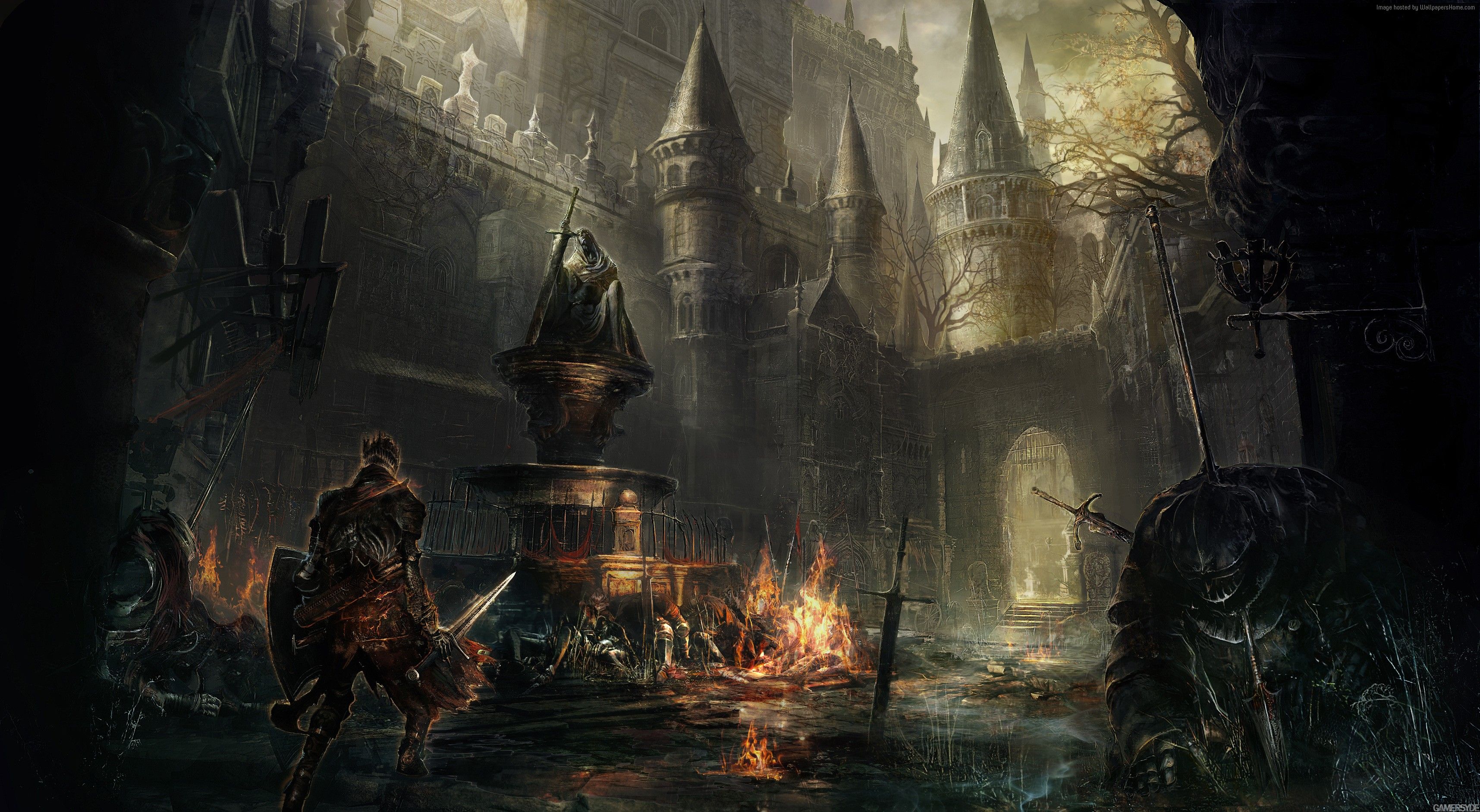 Papeis de parede 3431x1883 Castelo Guerreiro Dark Souls III