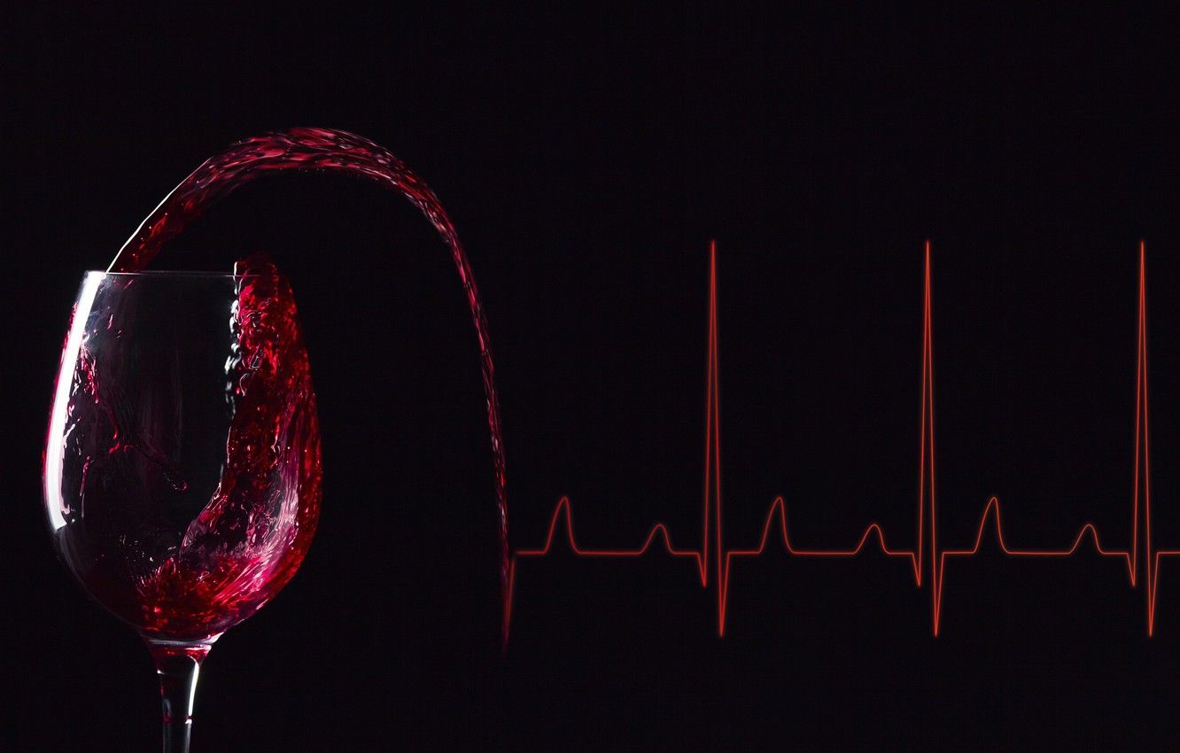 Wallpaper wine, lines, glass of wine, electrocardiogram image