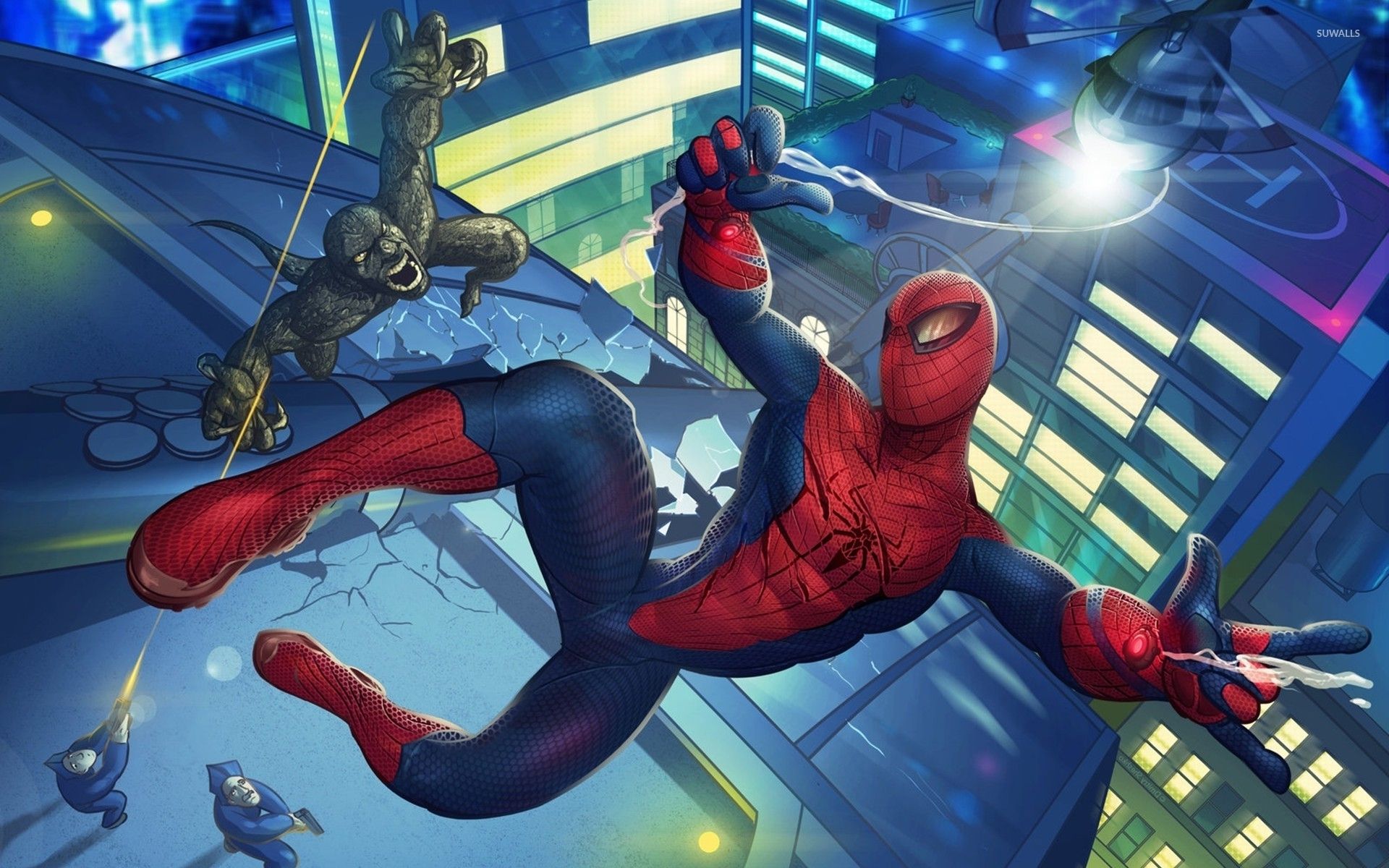 Spider Man Fighting With A Monster Wallpaper Wallpaper