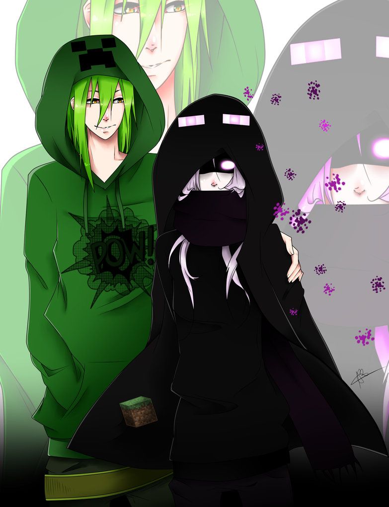 Free download Minecraft FanArt Creeper Boy and Ender Girl