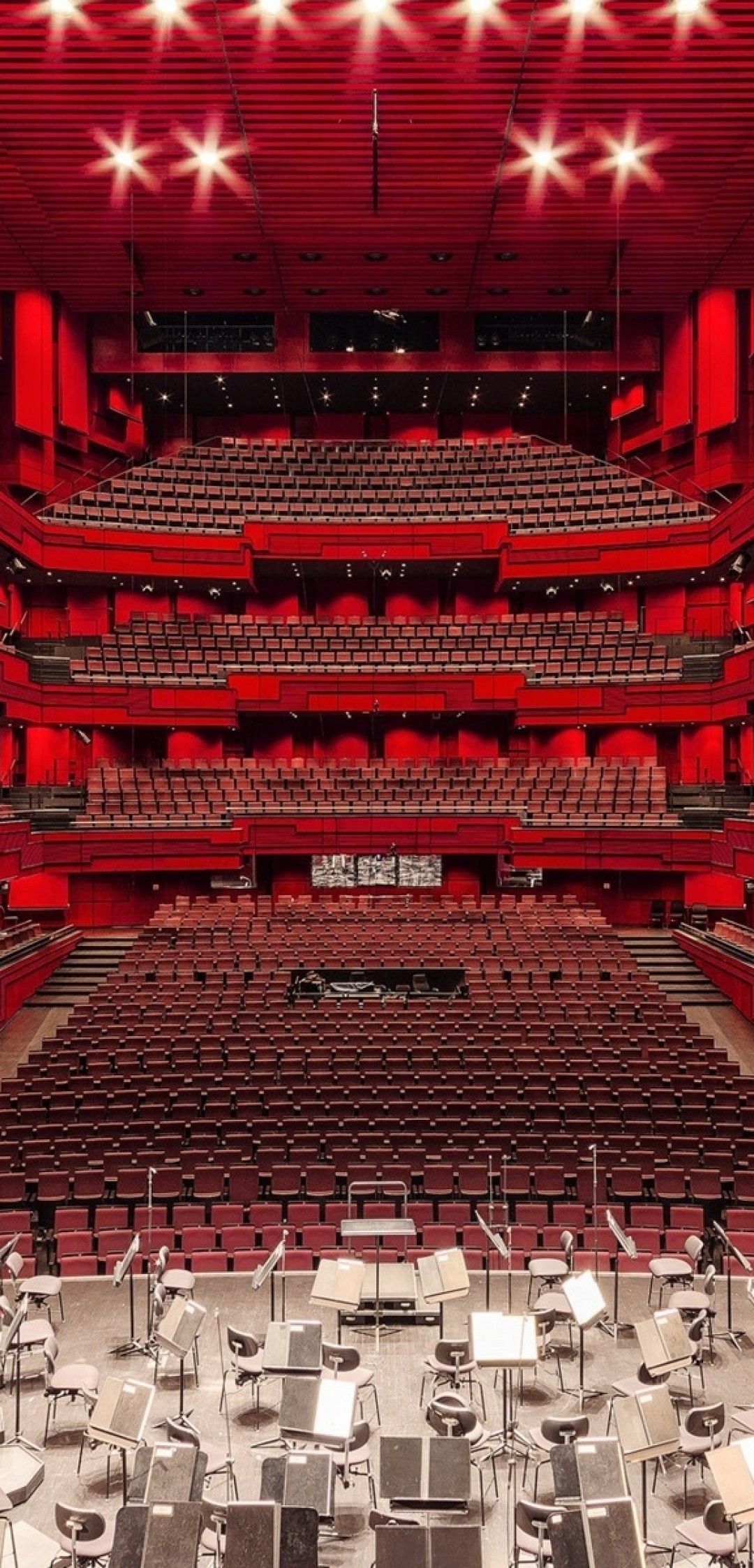 Download 1080x2246 Opera Theater, Red Theme, Stage, Lights