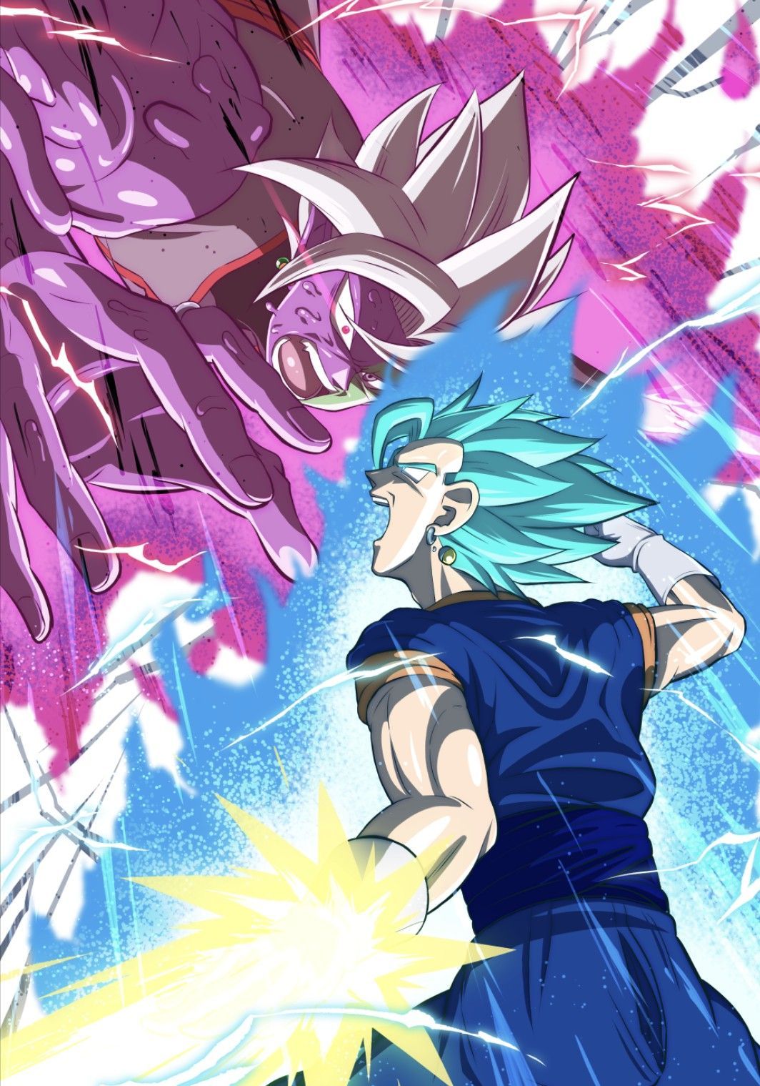 Vegito Blue vs Merged Zamasu!. Dragon warrior, Dragon ball image, Dragon ball super