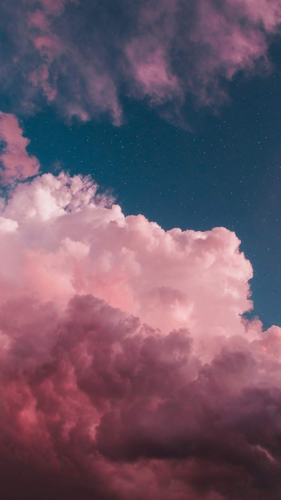 Pink clouds in the night sky