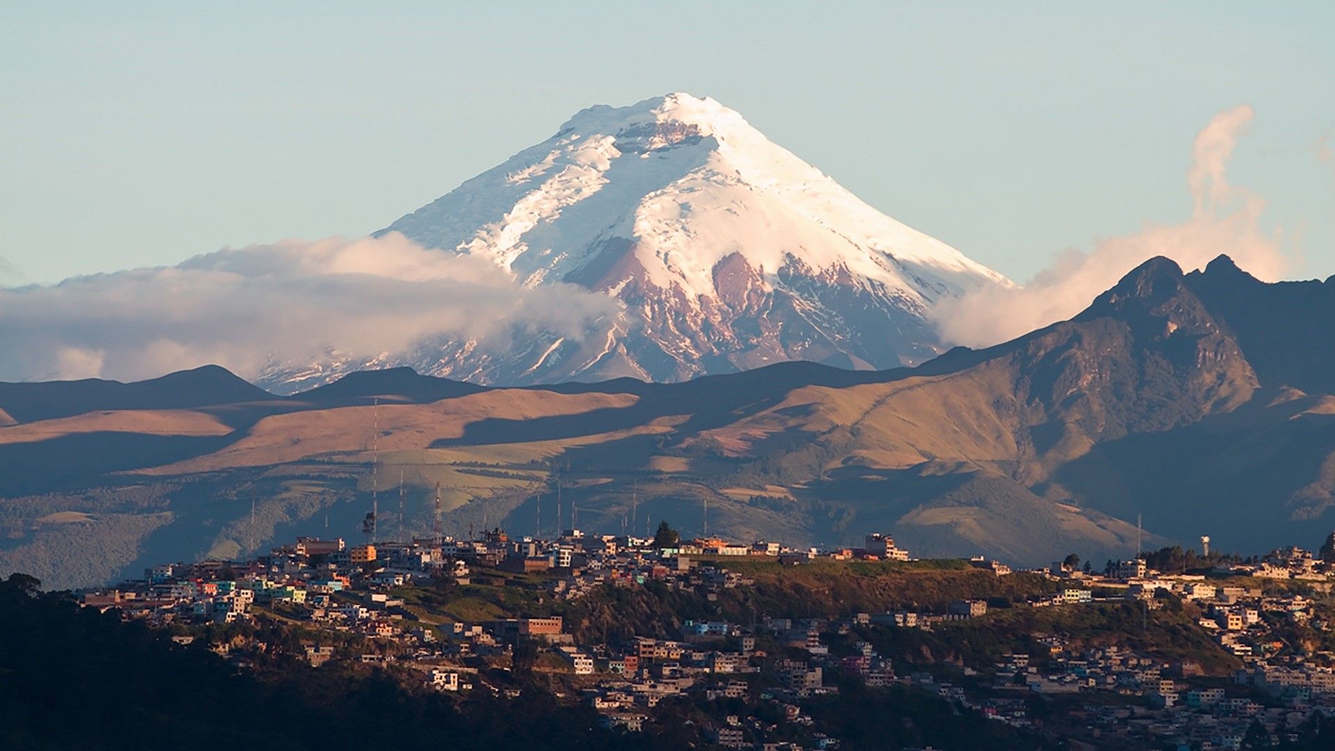 Cotopaxi volcano and Quito view, Ecuador. Windows 10 Spotlight Image