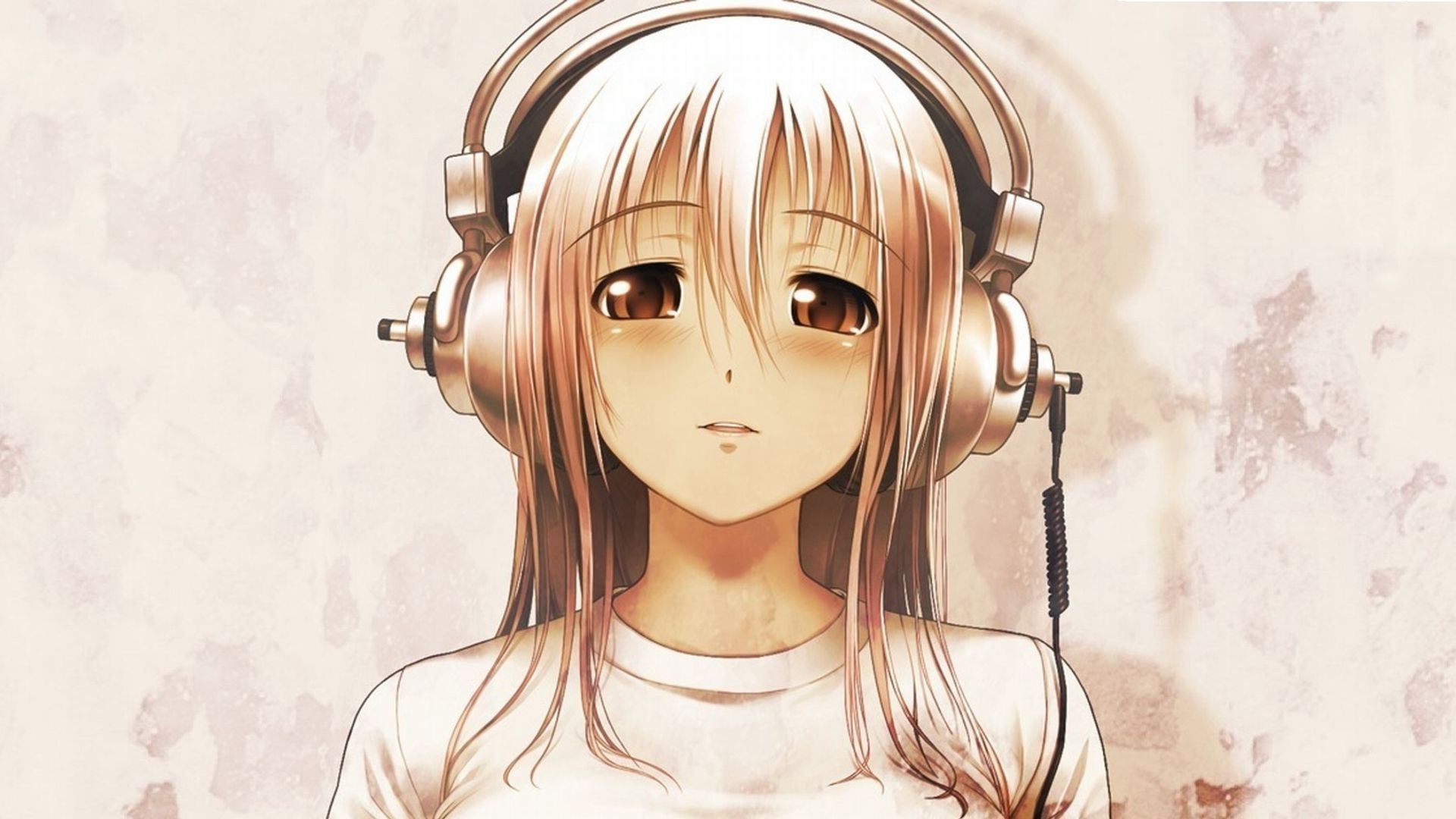 Super Sonico, Anime, Anime Girls, Headphones, Sepia Wallpaper HD