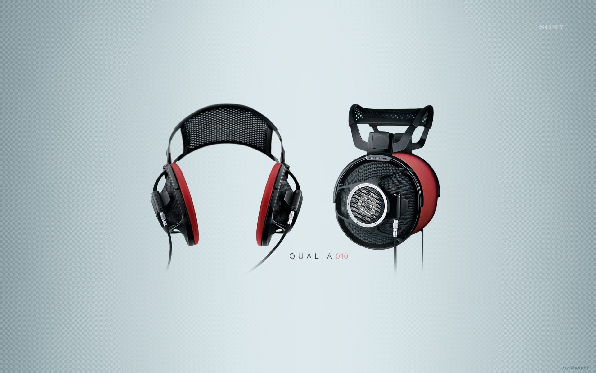 Black and red headphones HD wallpaper
