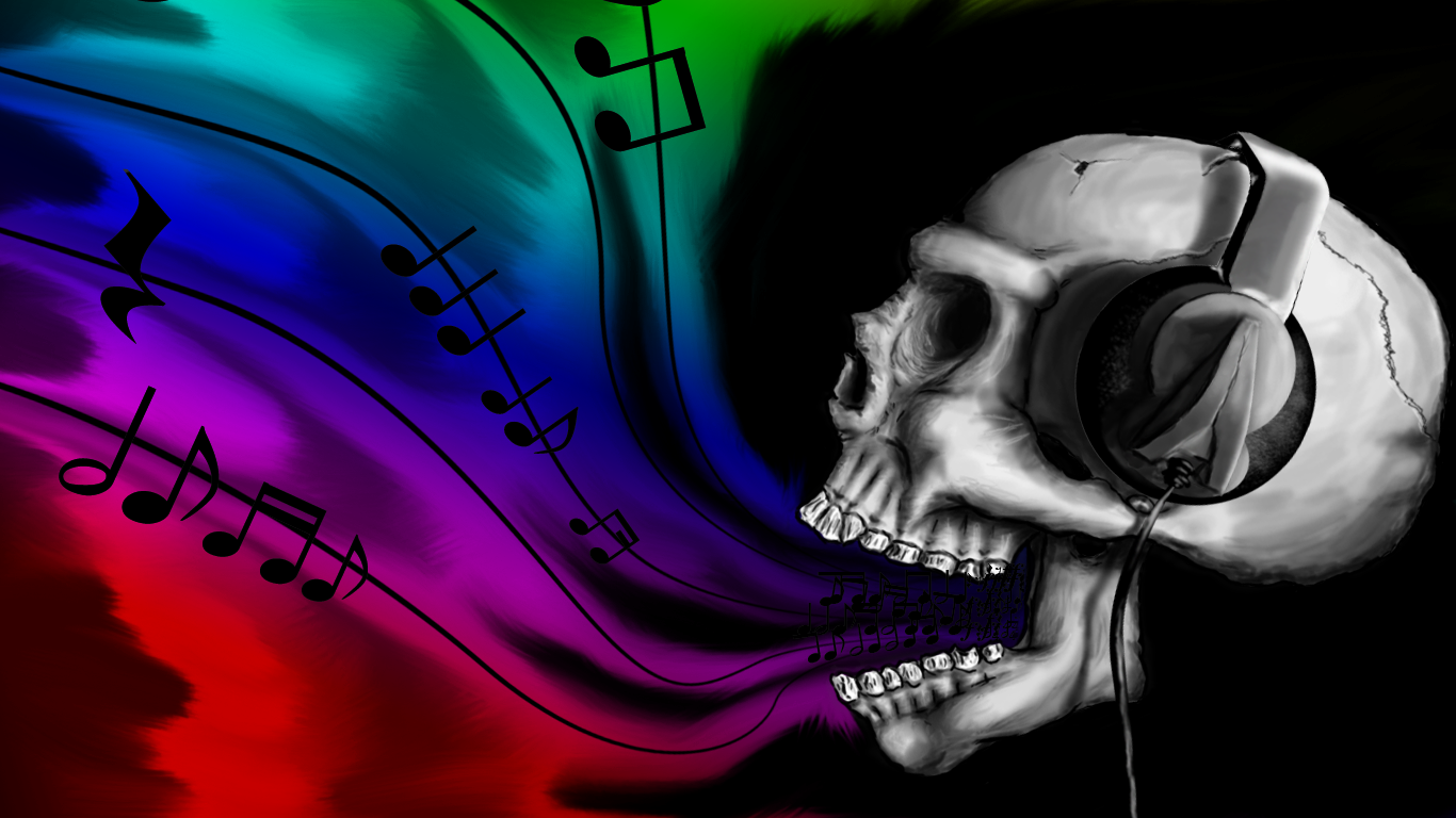 Free download Headphones Skulls Wallpaper 1366x768 Headphones