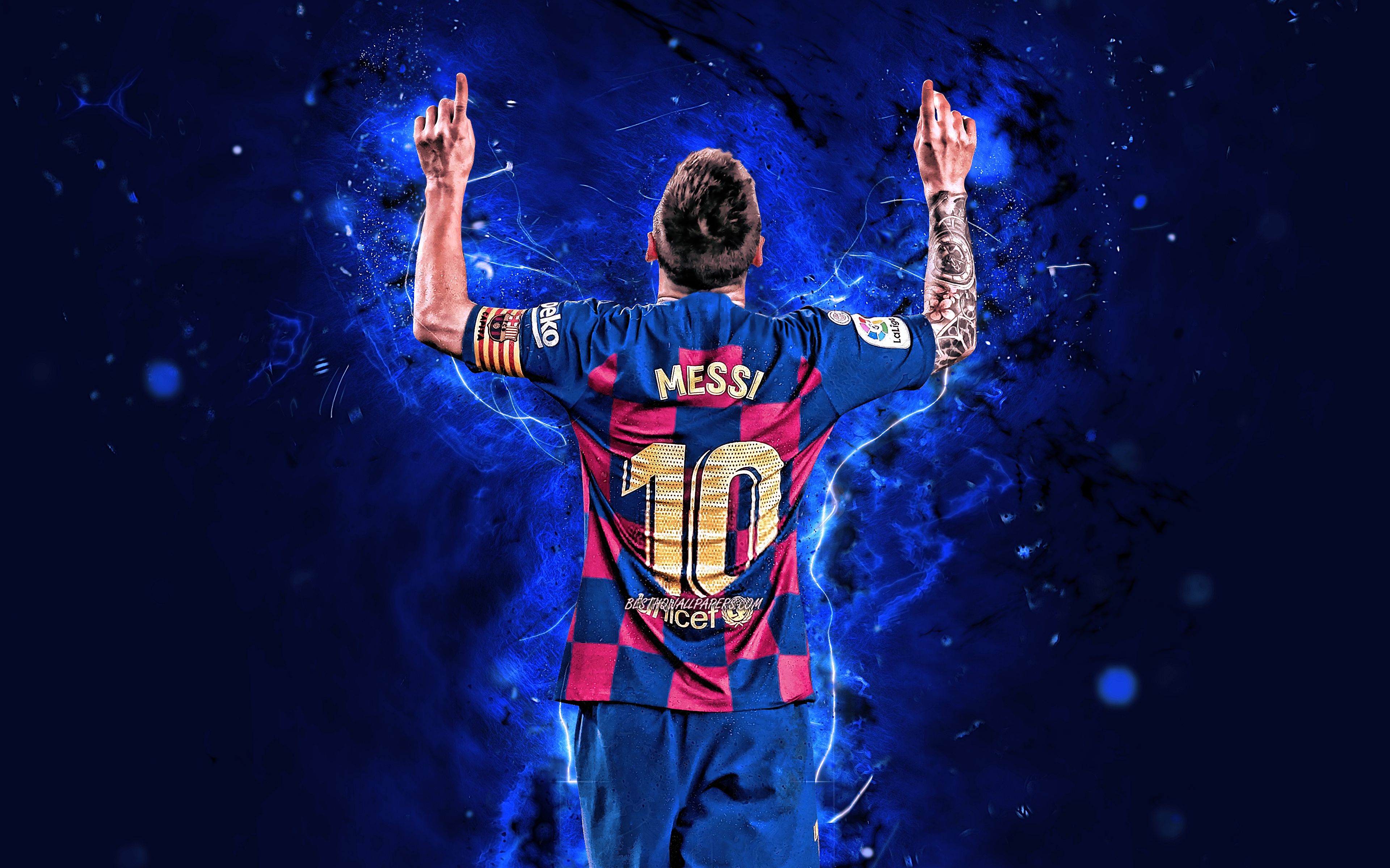 Download wallpapers 4k, Lionel Messi, 2019, new uniform, Barcelona