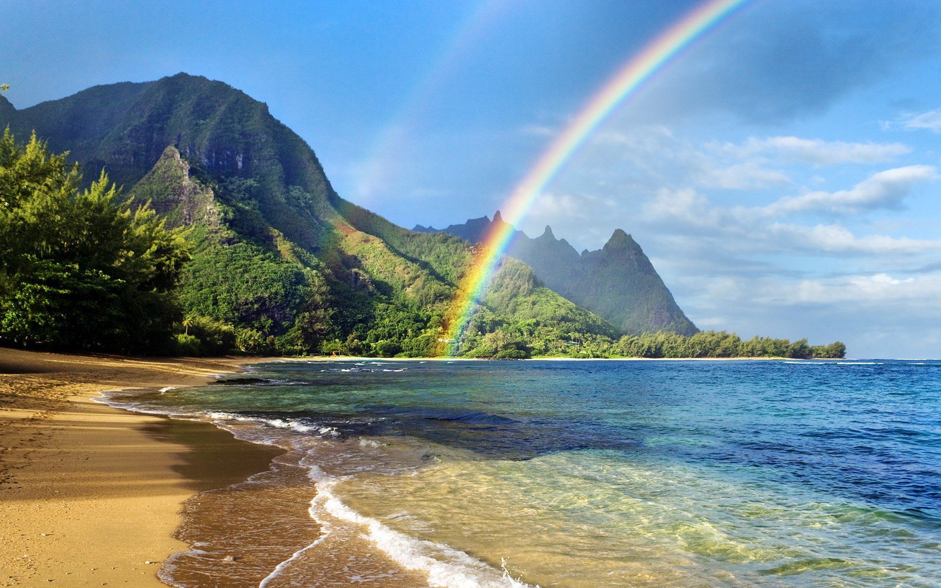 Sea and Rainbow HD Wallpaper 1080. Rainbow beach, Beach wallpaper, Hawaii wallpaper