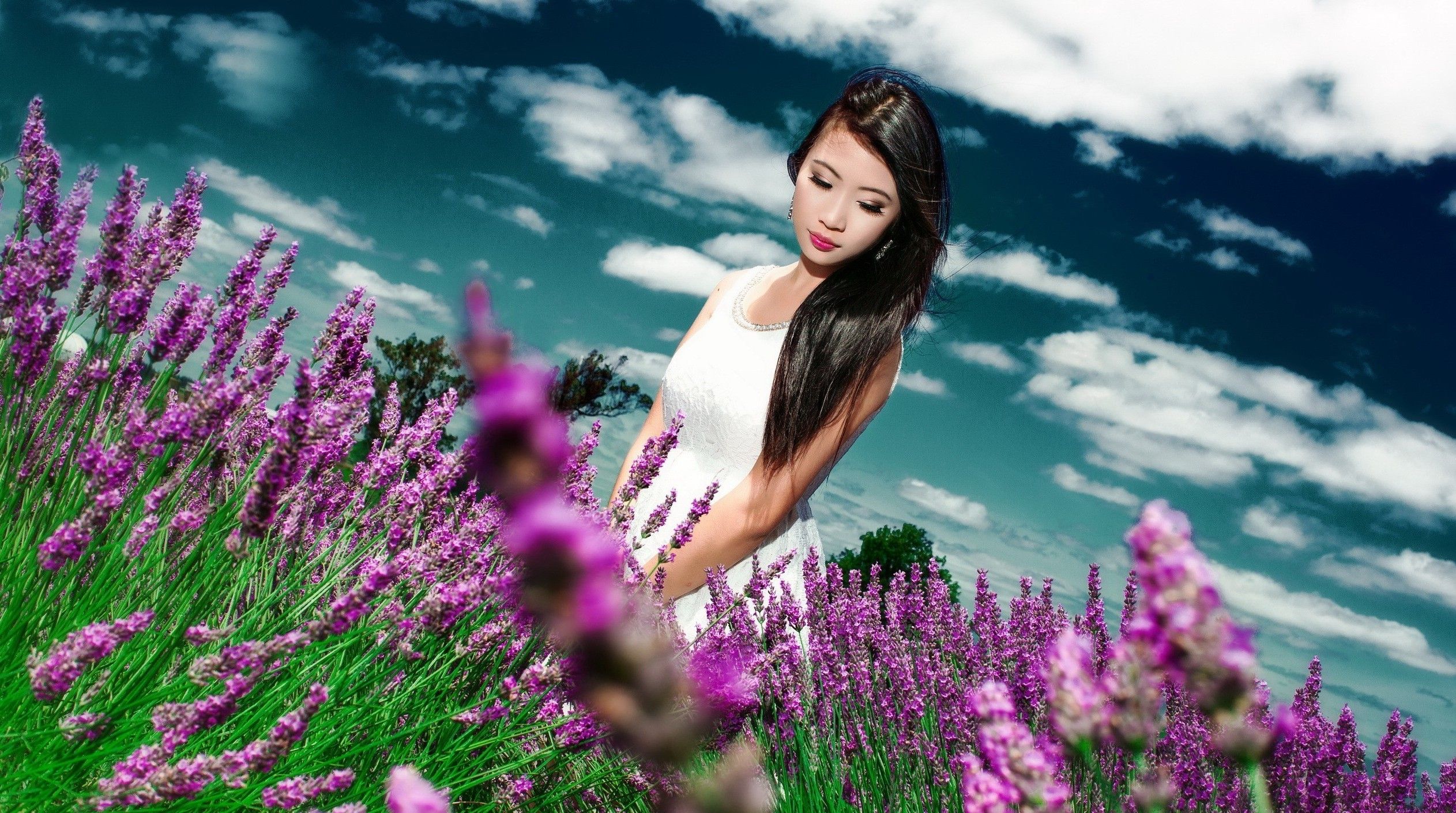 Asian, Women, Model, Flowers Wallpaper HD / Desktop and Mobile