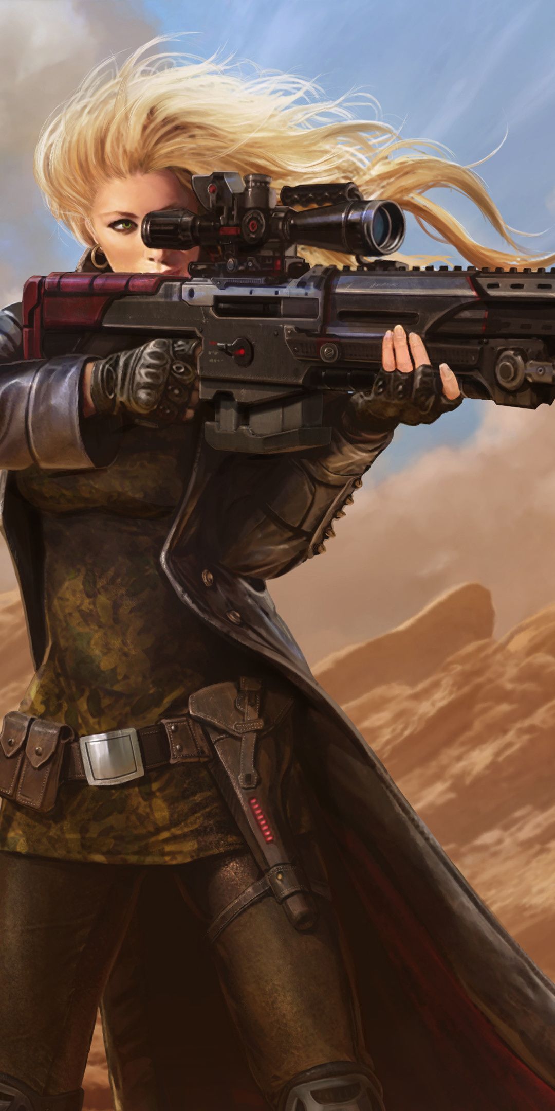 Juggernaut wars, sniper girl, artwork, 1080x2160 wallpaper