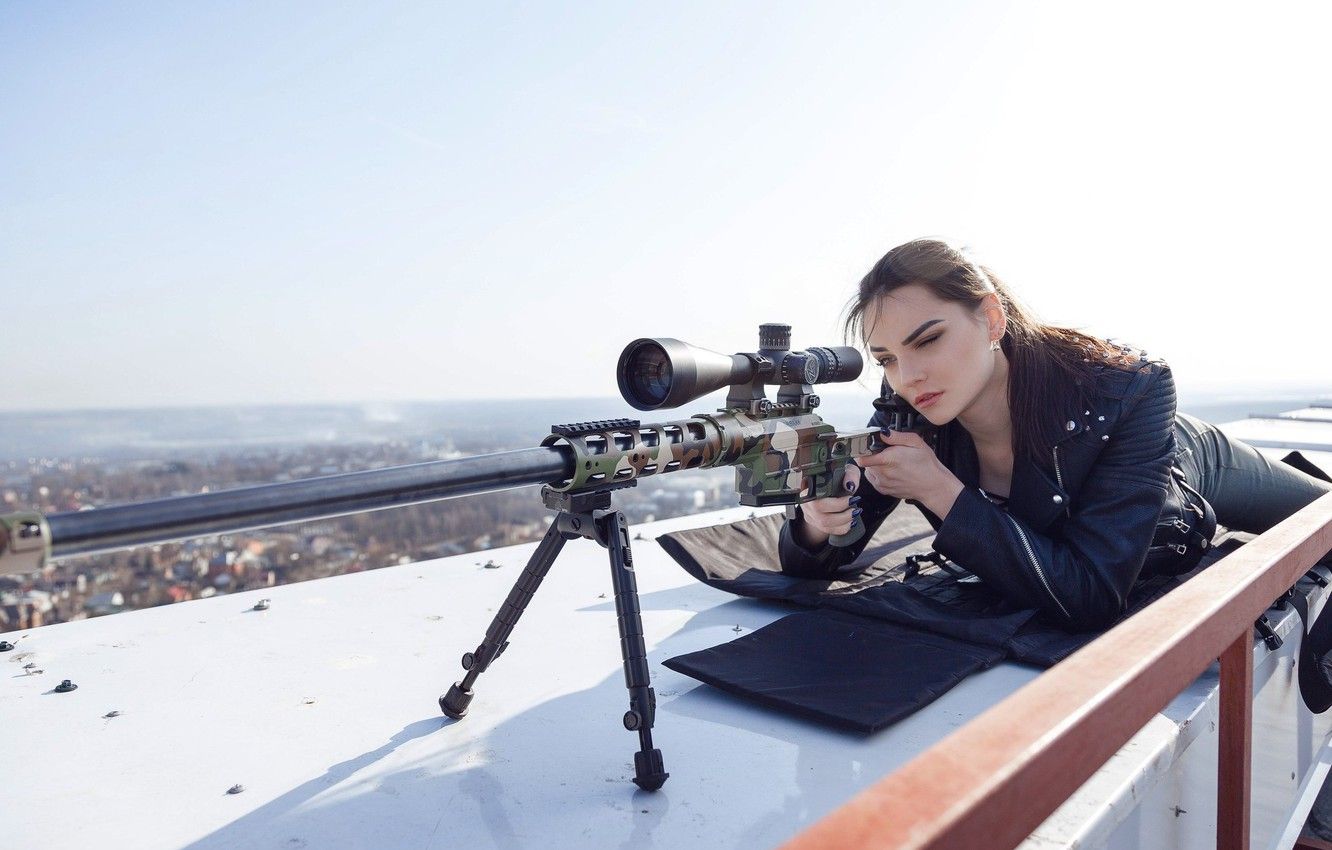 Wallpaper Girl, Sniper Rifle Lobaeva, DVL 10 Urbana, Lying On The Roof Image For Desktop, Section оружие