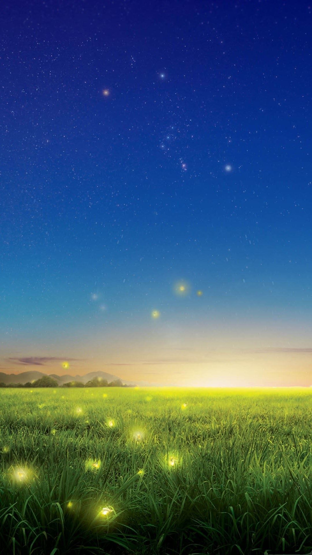 Fireflies Country Field Fantasy Light Android Wallpaper free download