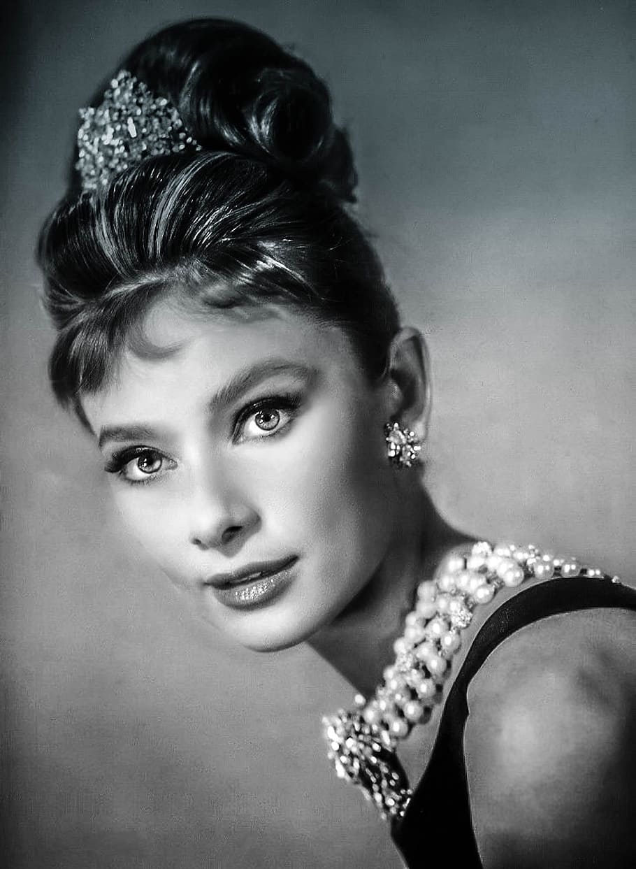 HD wallpaper: Audrey Hepburn sketch, 60's icon, female face