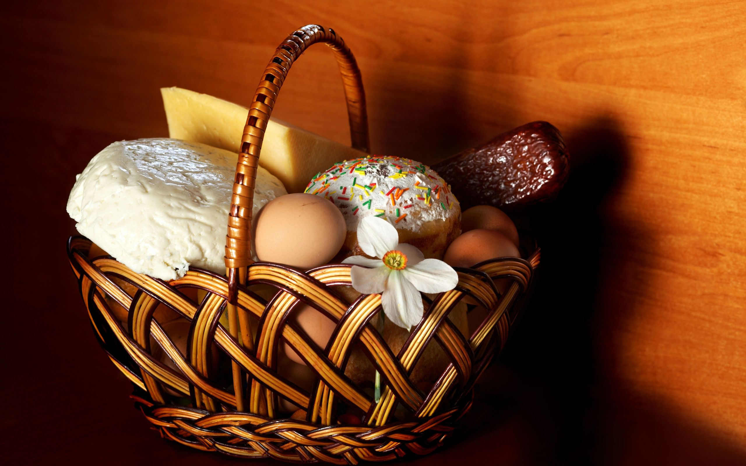 Easter basket with goodies wallpaper. Easter basket with goodies