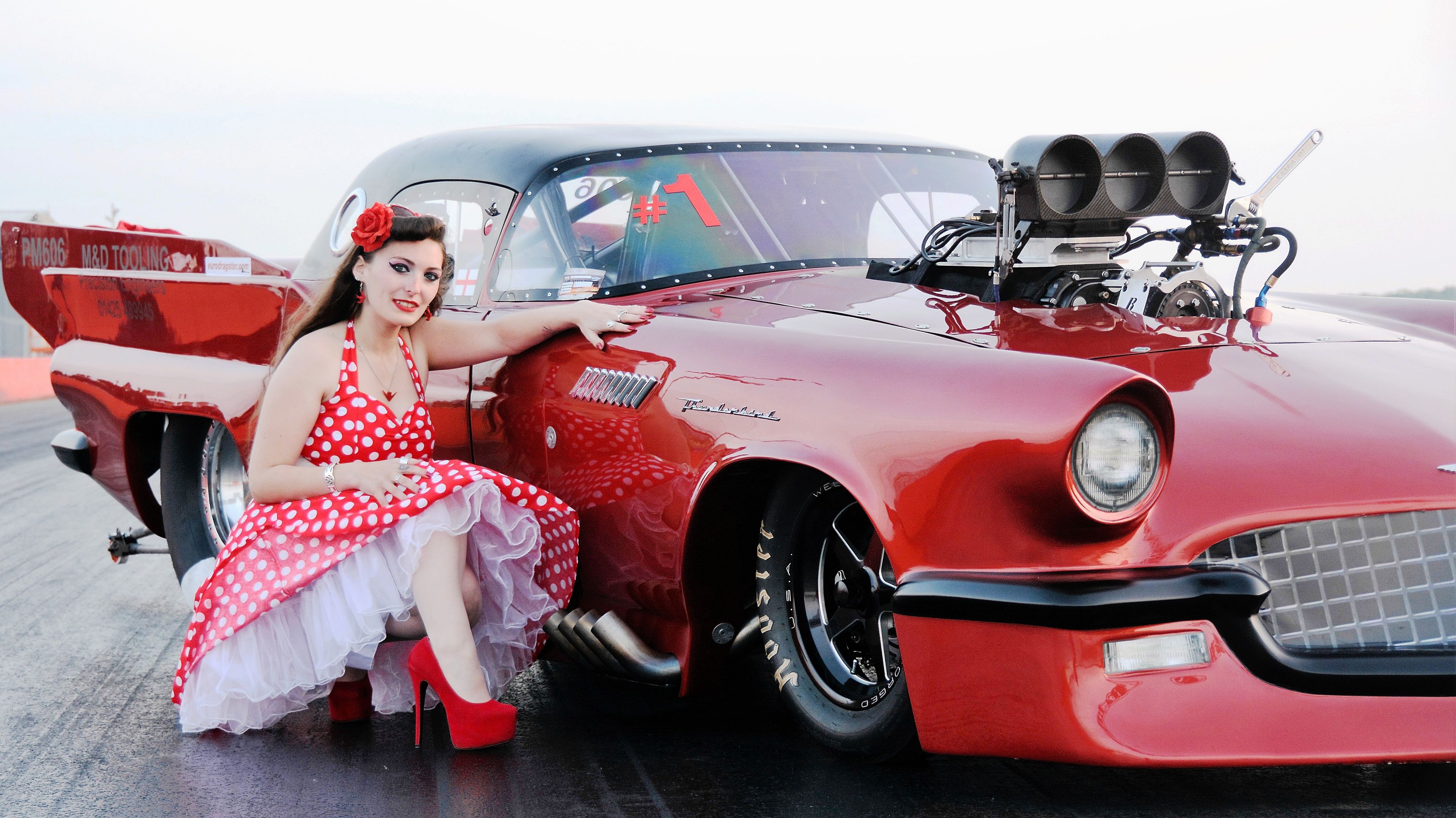 Wallpaper Girl and red sports car, retro style 3840x2160 UHD 4K Picture, Image