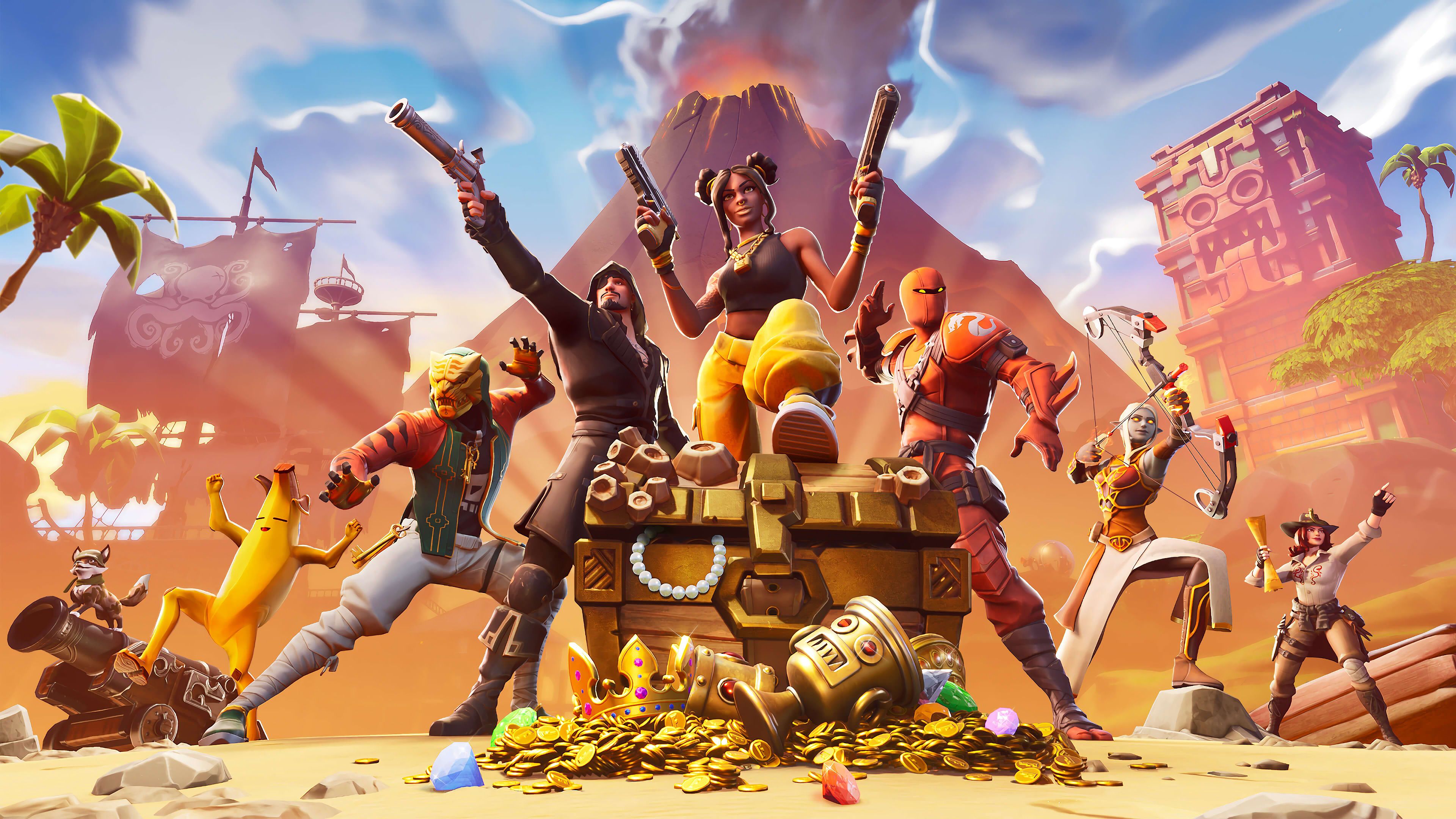 Fortnite Battle Royale Season 8 Treasure Outfits Skin 4K Wallpaper