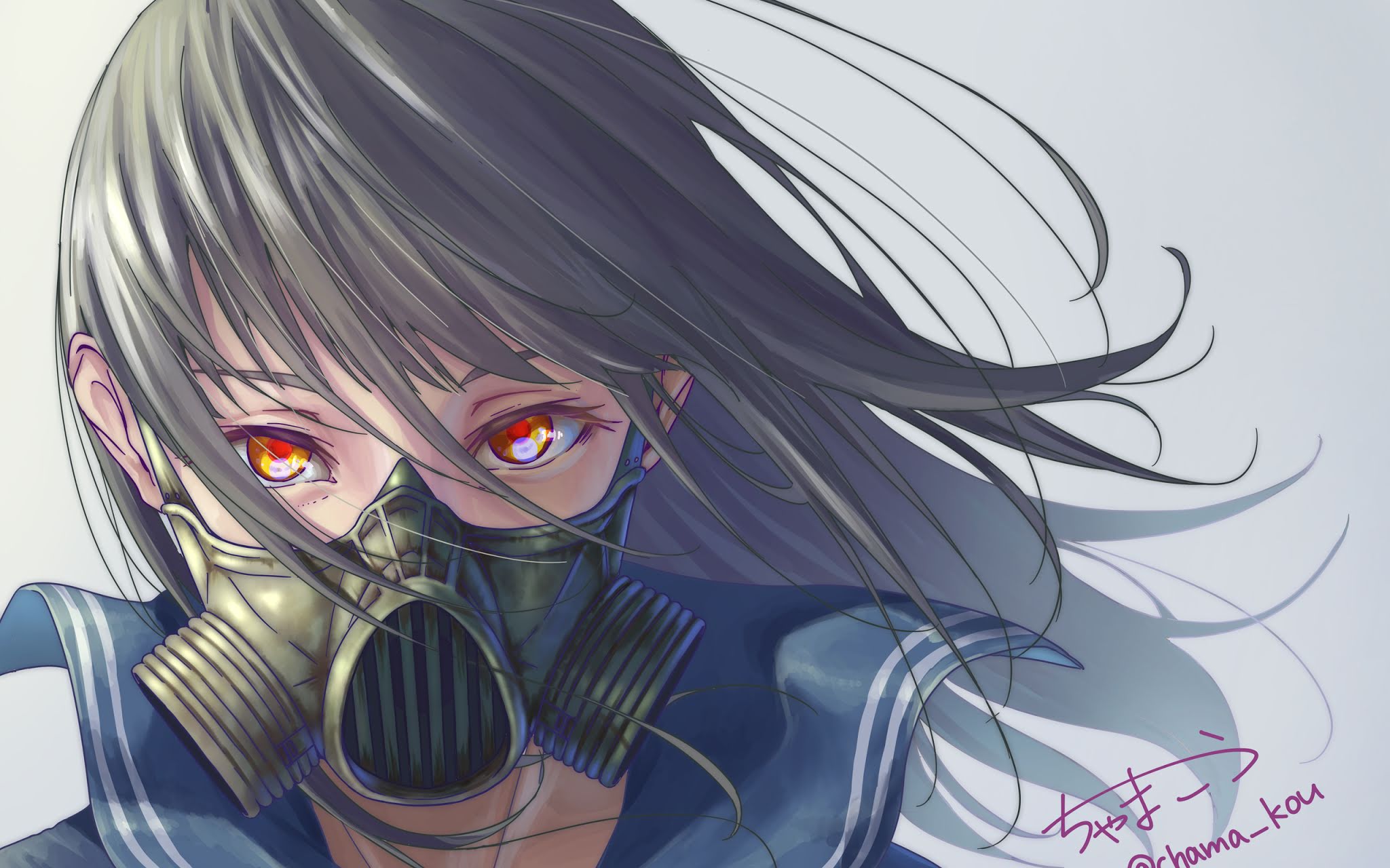 Anime Girl With Mask Wallpaper