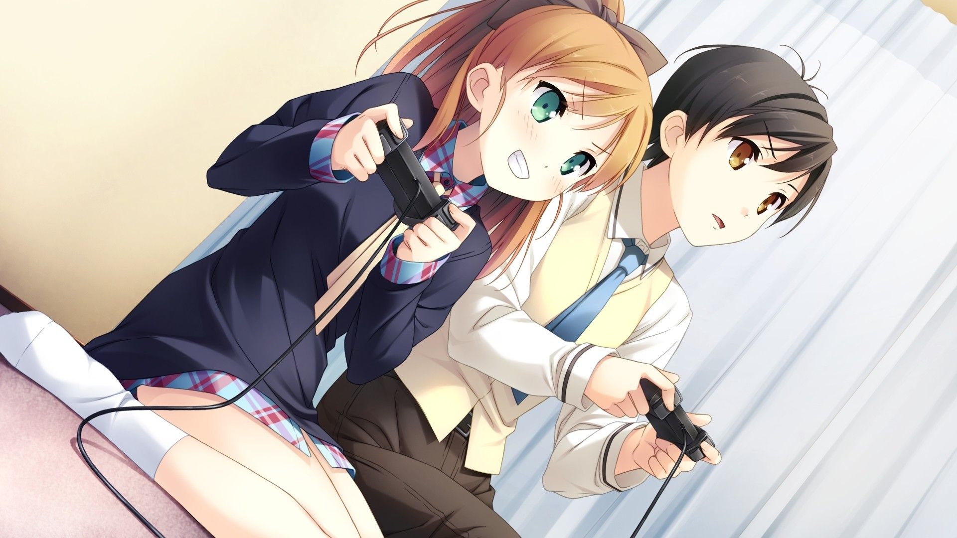 Anime Girl With Boyfriend Gaming