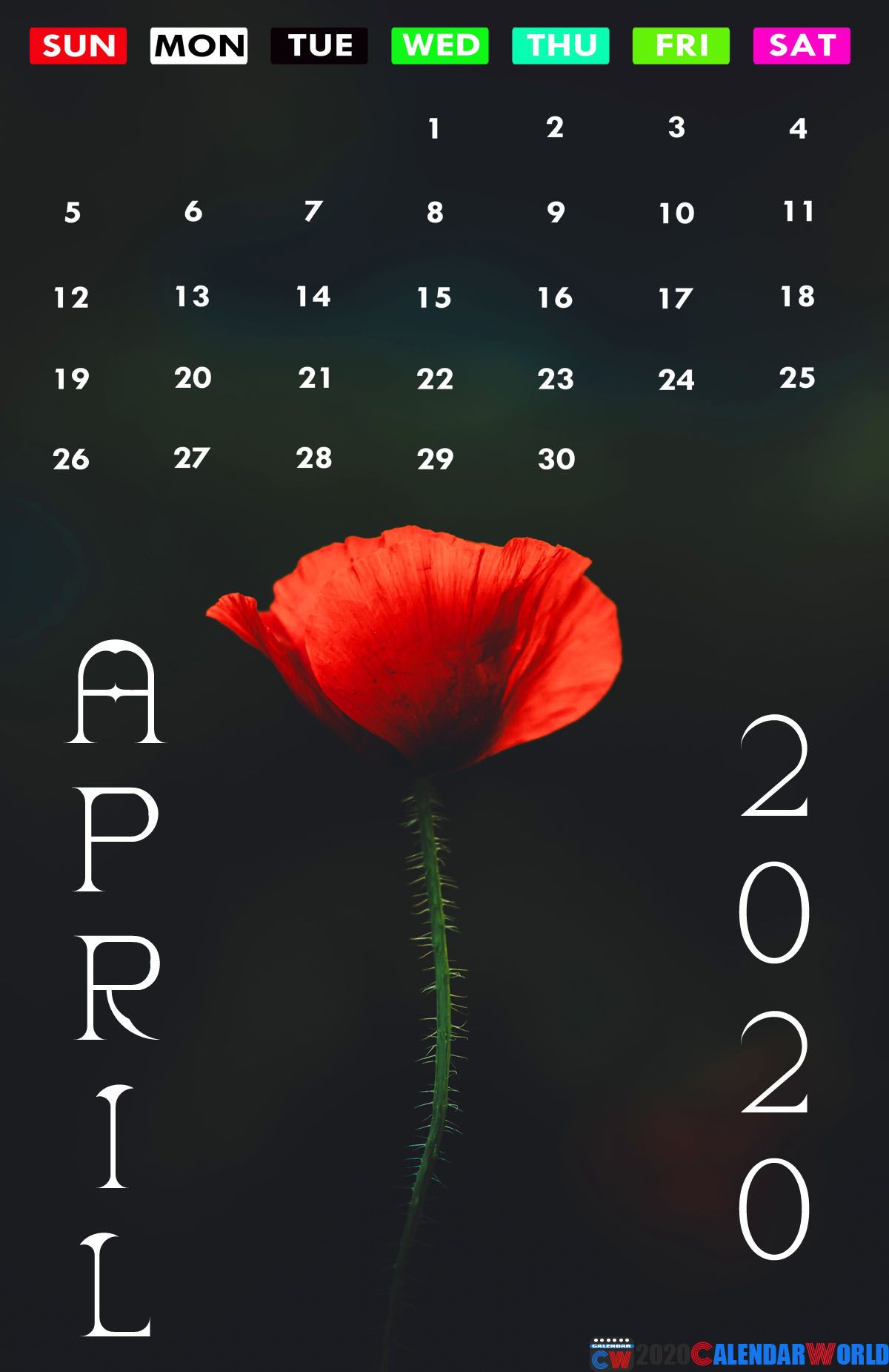 April 2020 Calendar Wallpaper iPhone Poppy