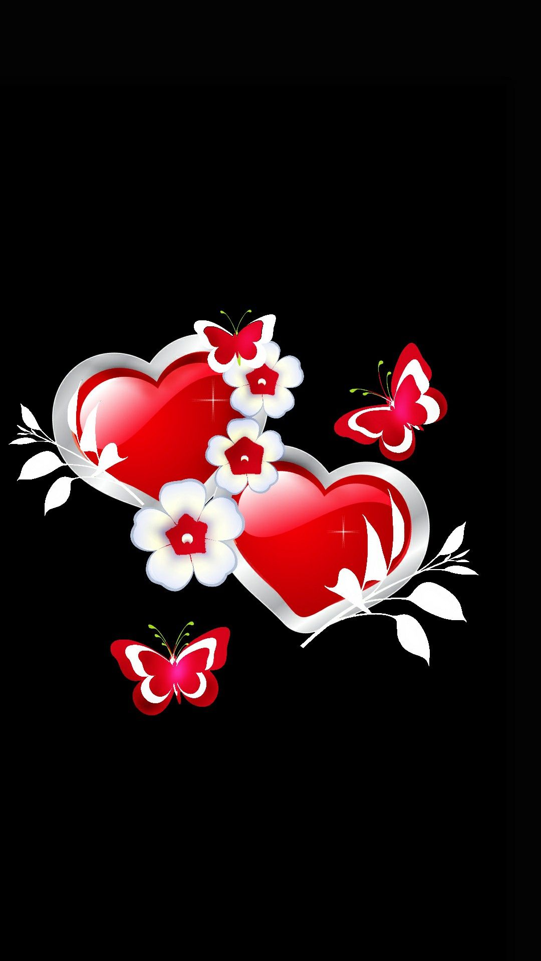 Red & white hearts & butterflies. Heart wallpaper, Valentines wallpaper, Flower wallpaper