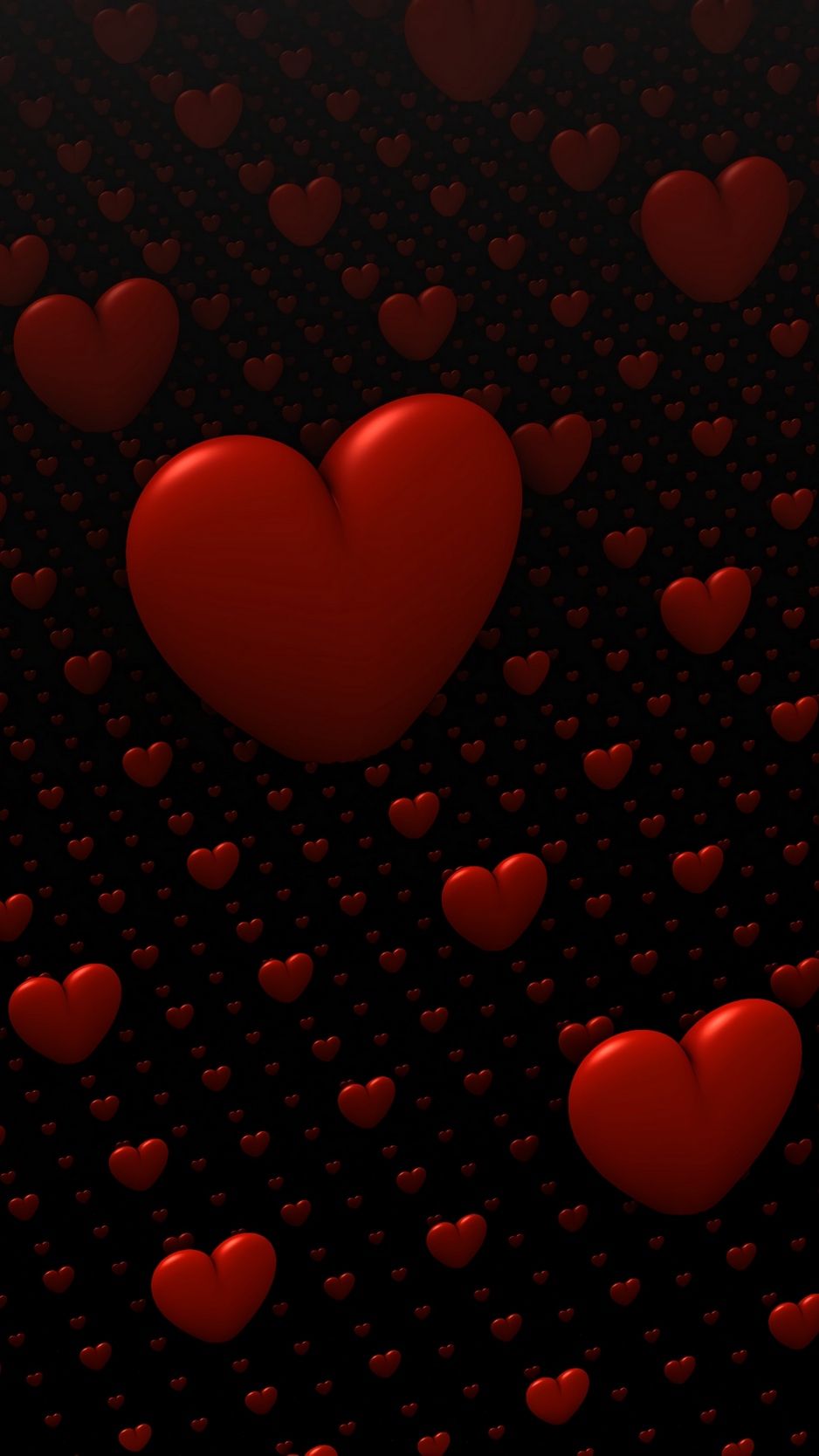 Download Wallpaper 938x1668 Hearts, Love, 3D, Red Iphone 8 7 6s 6