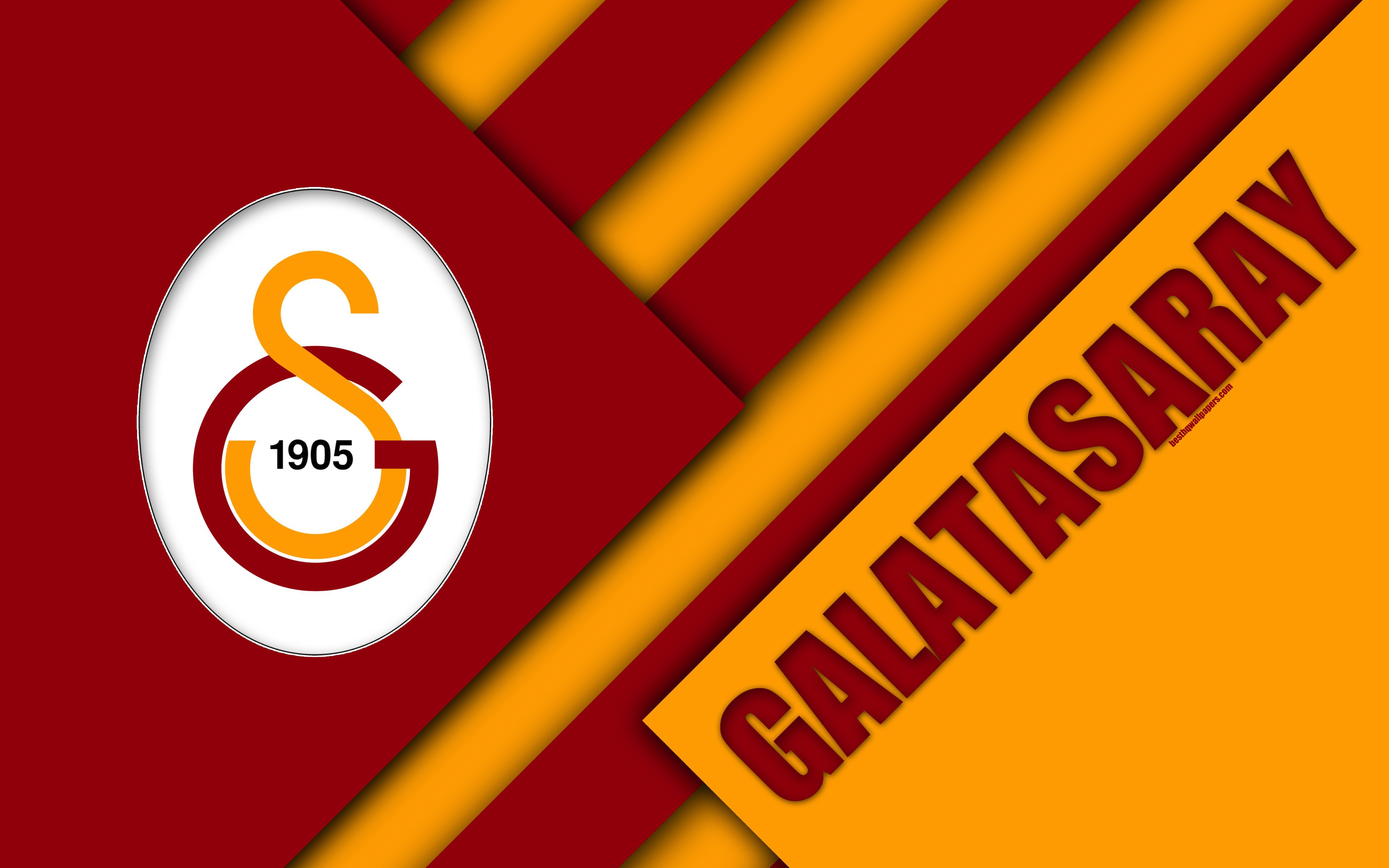 Download wallpaper Galatasaray FC, emblem, 4k, material design