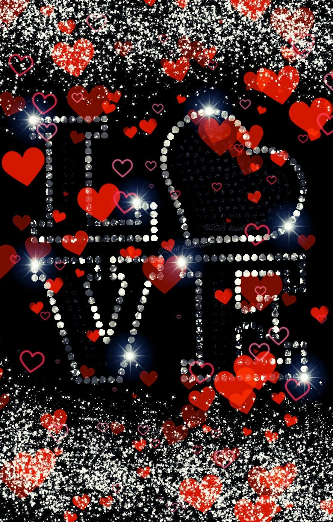 Red hearts love Glitter wallpaper I created for CocoPPa. Love