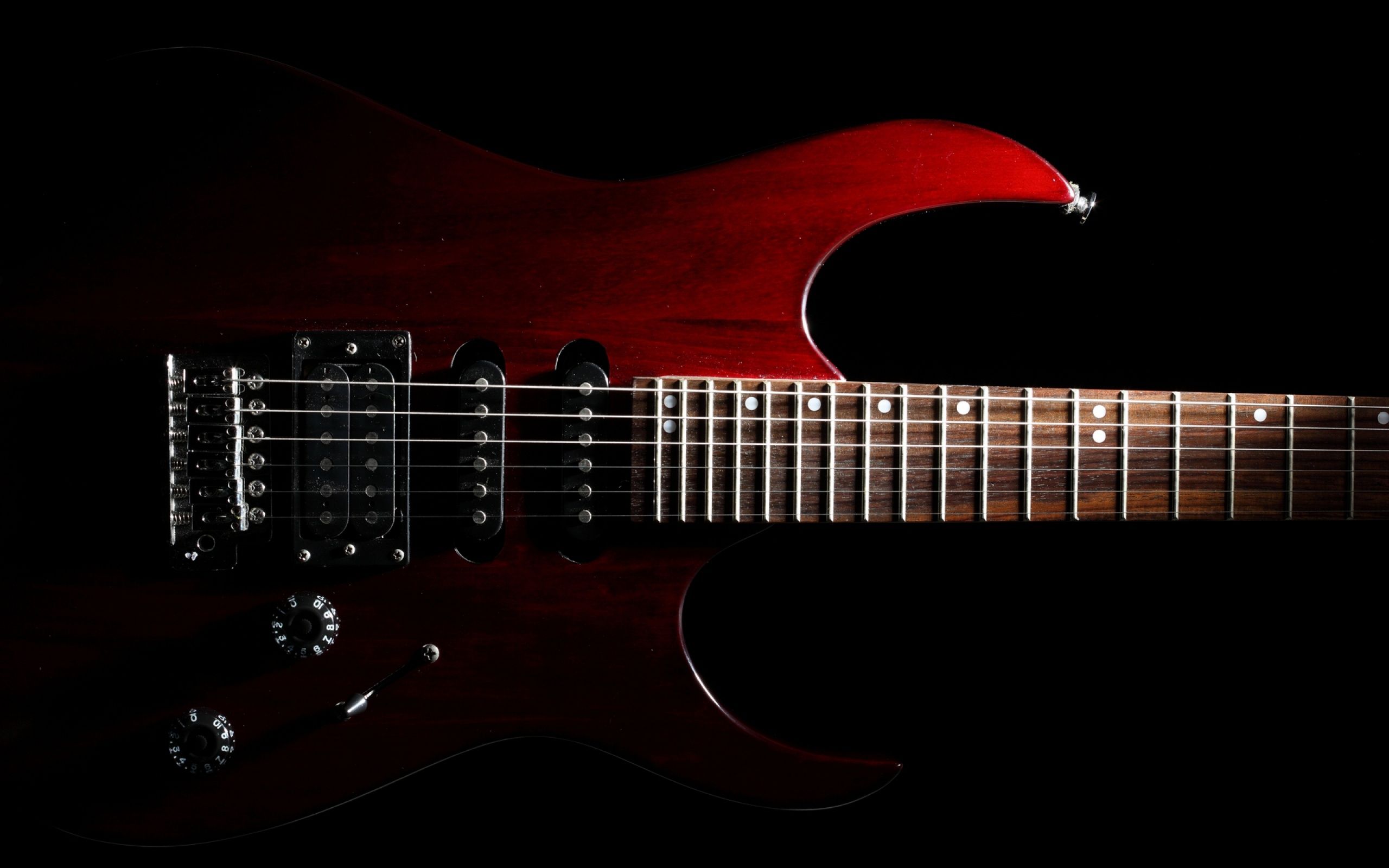 Close Up of Red Electric Guitar. Photo and Desktop Wallpaper