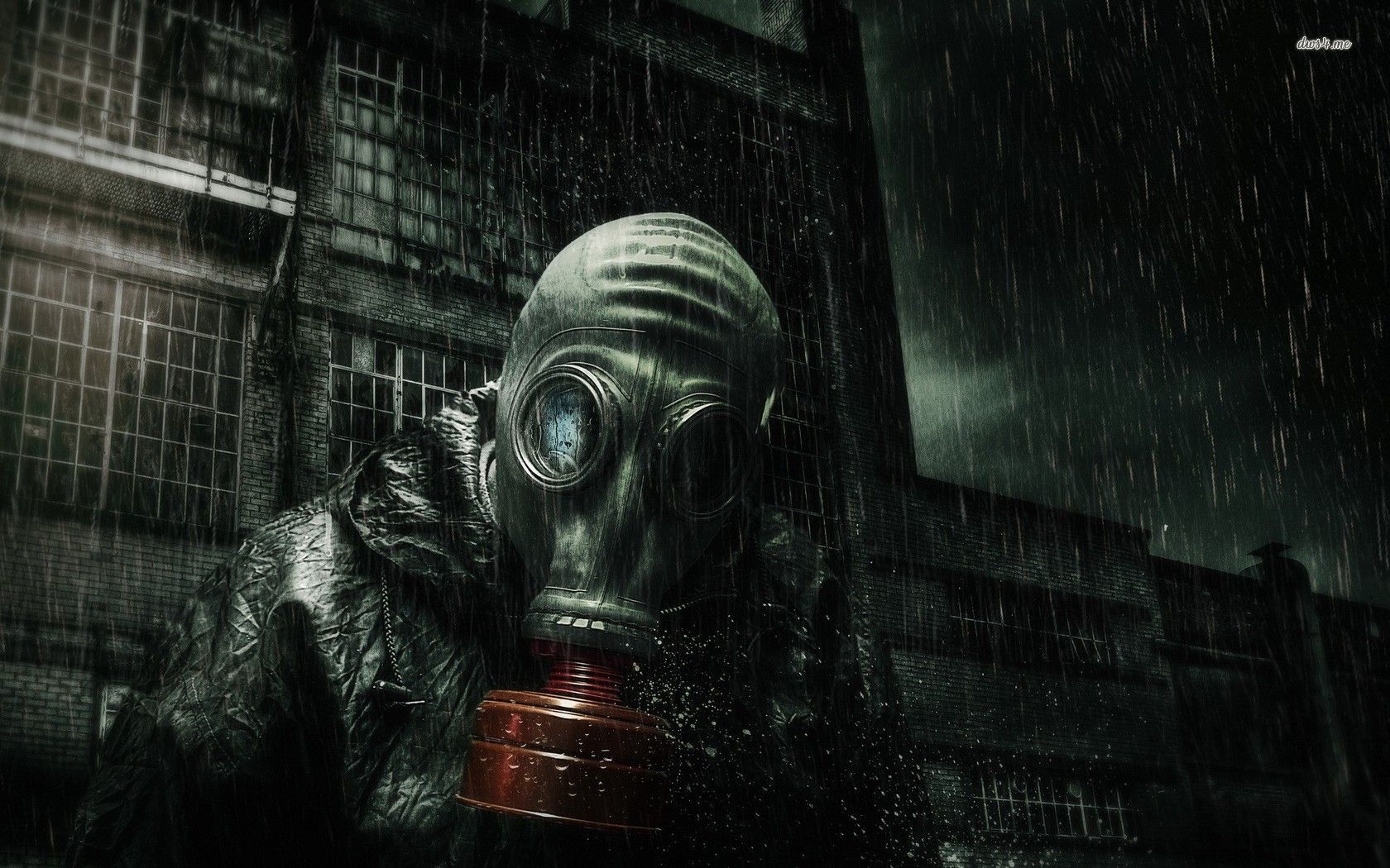 Wearing a gas mask in the rain HD wallpaper. Gas mask art, Gas mask, Art