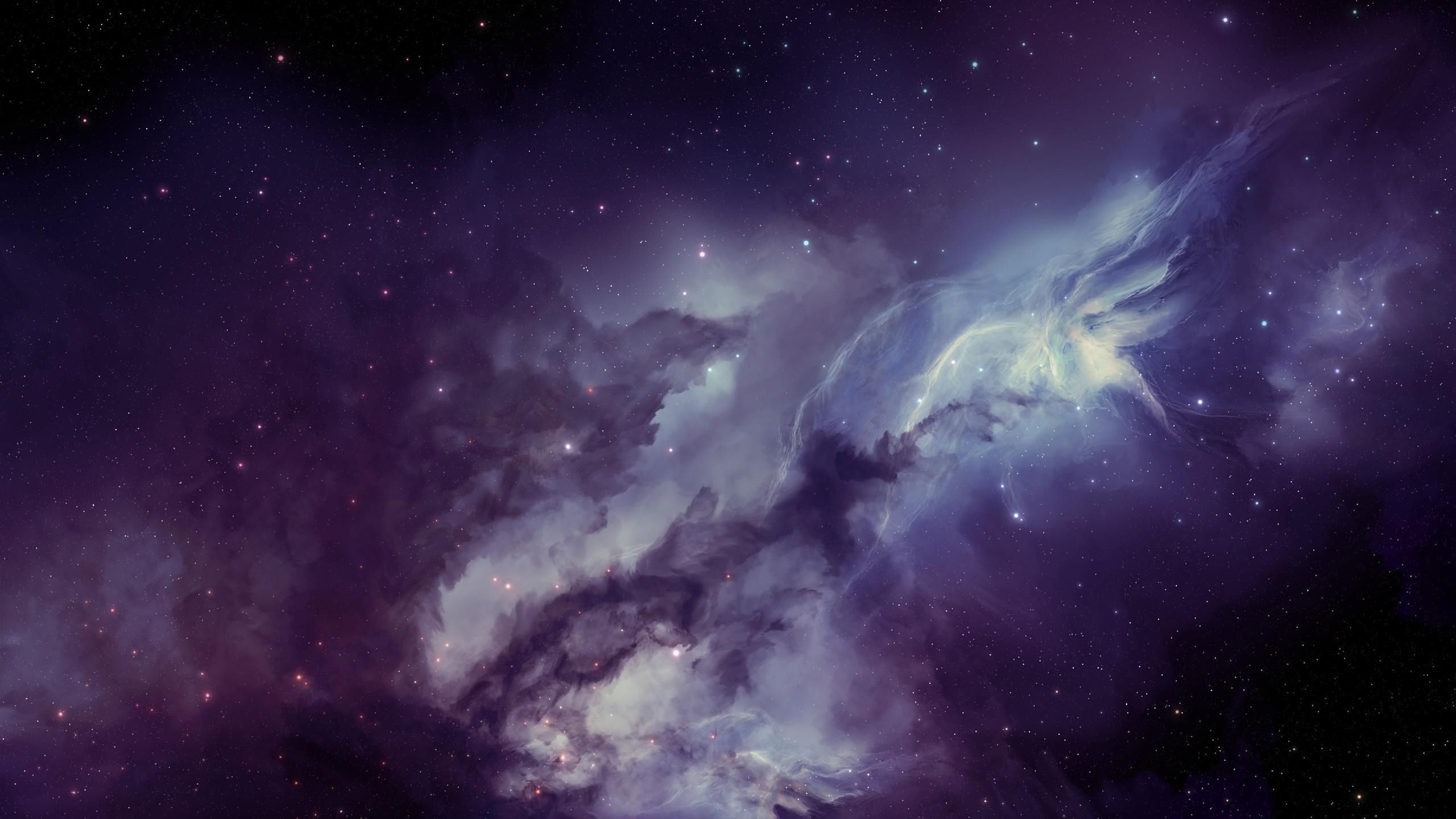 Download Wallpaper 2560x1440 Galaxy, Nebula, Blurring, Stars Mac iMac 27 HD Background. 배경화면, 배경, 표지