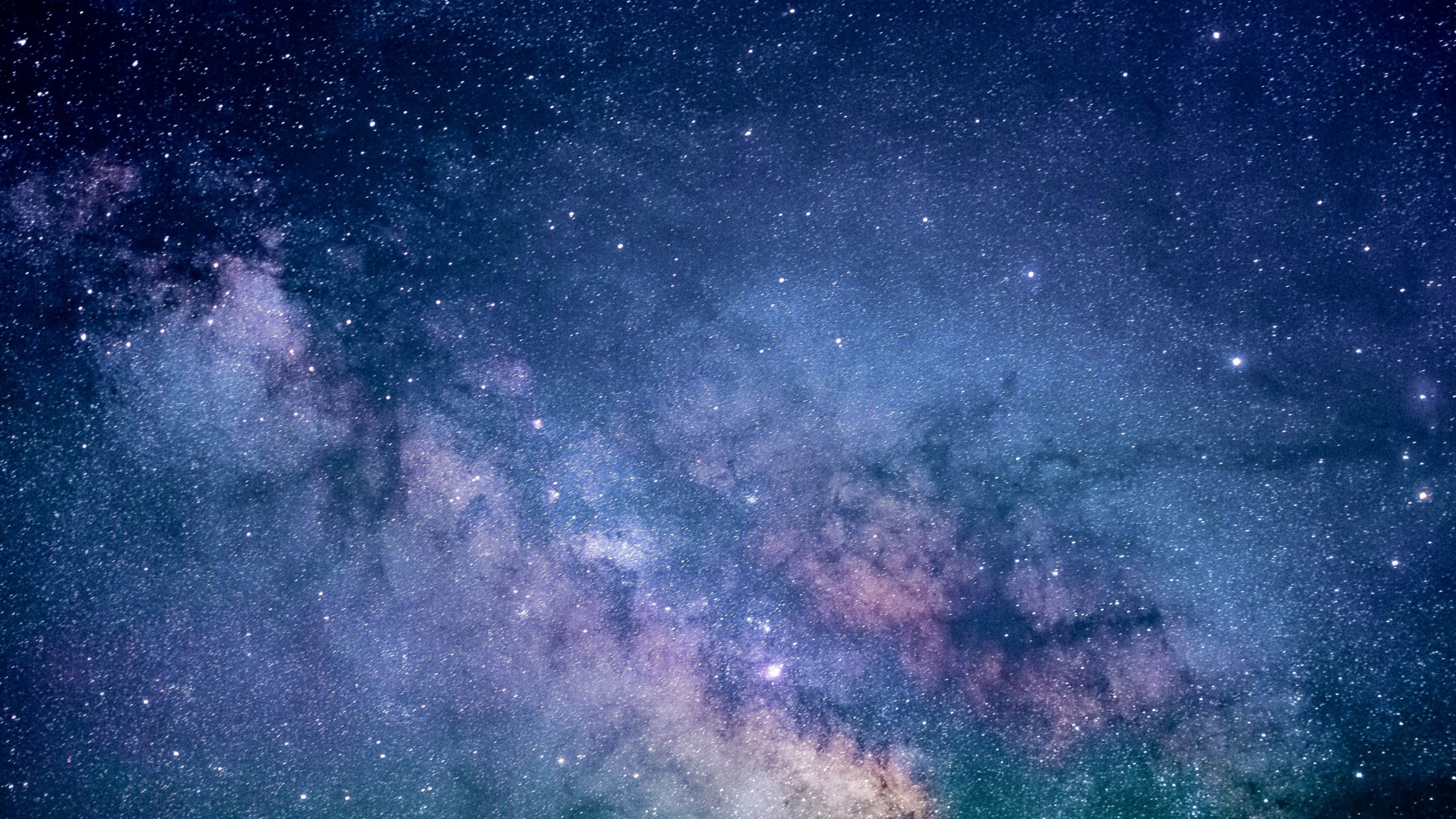 Download 2560x1440 wallpaper starry space, milky way, clouds