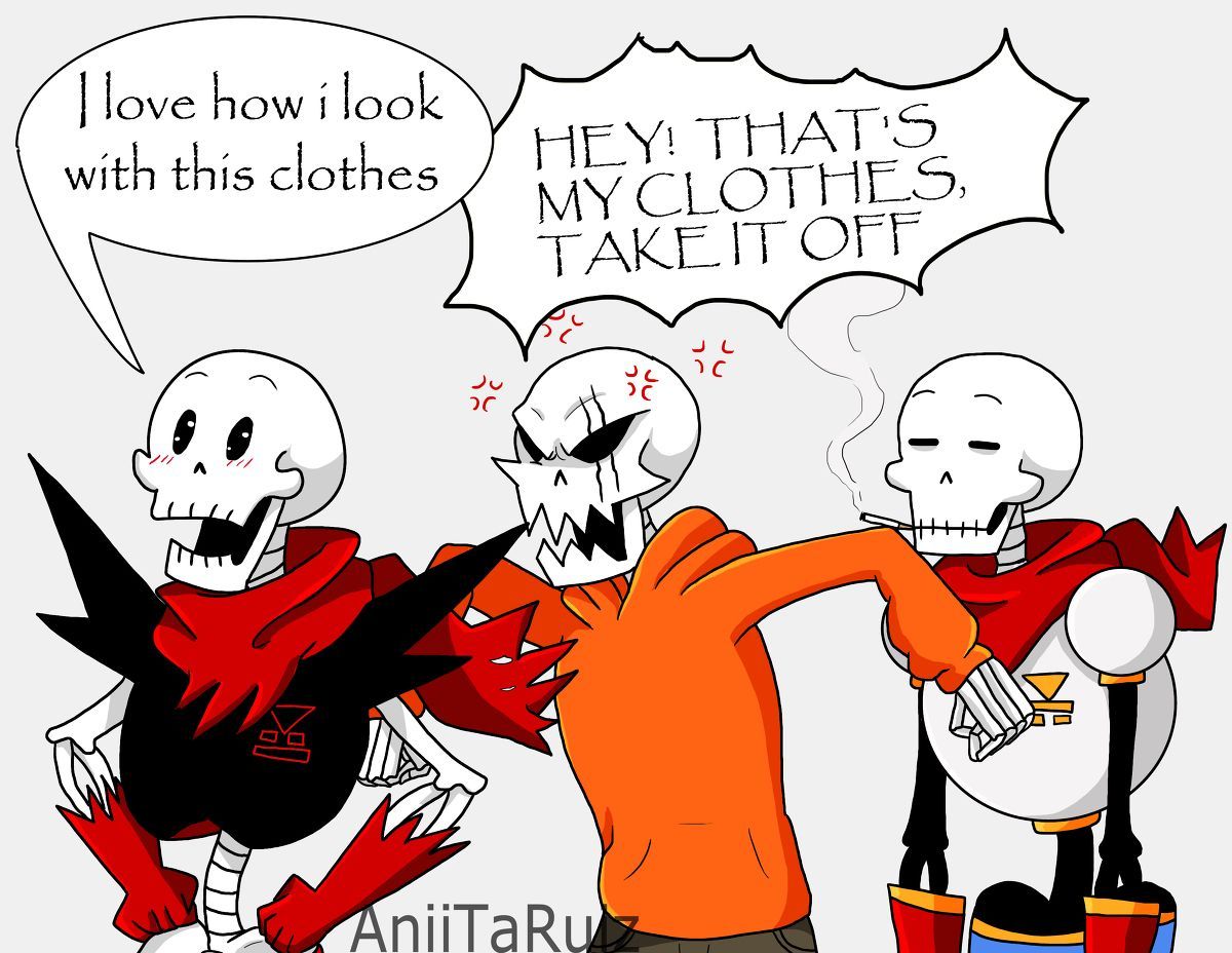 Swap Clothes Undertale Papyrus, Underfell Papyrus, and Underswap