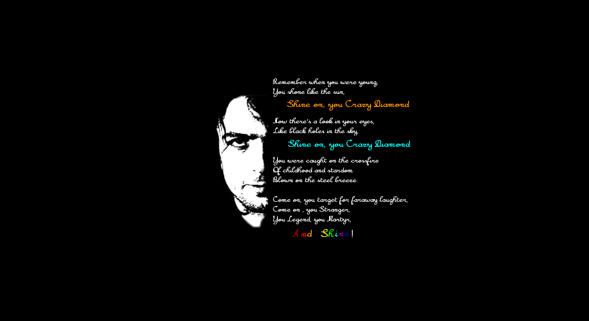 Pink Floyd on you Crazy Diamond Quote. Music wallpaper