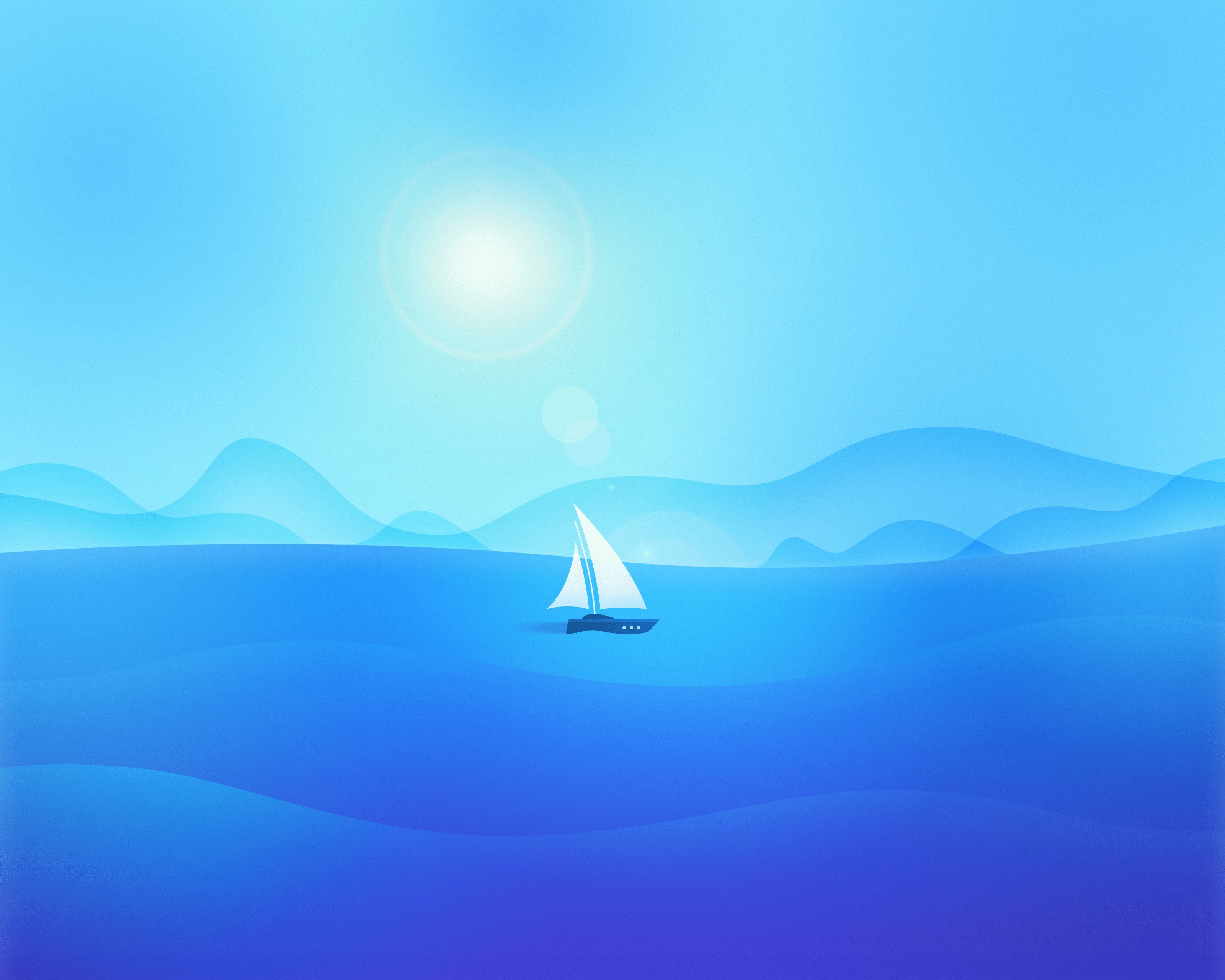 Sea Boat Material Minimal, HD Artist, 4k Wallpaper, Image