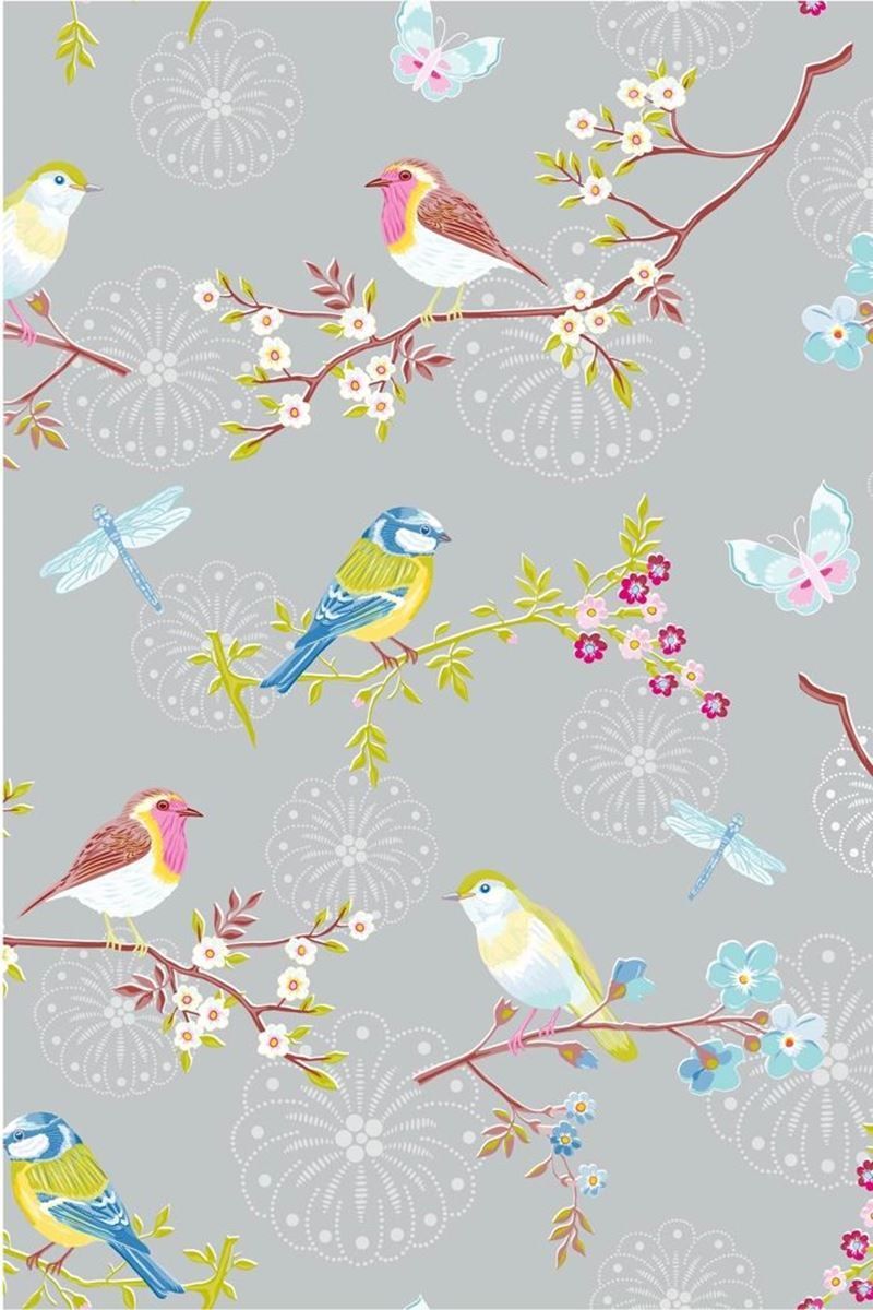 Early Bird wallpaper grey. Bird wallpaper, Grey wallpaper, Pip studio