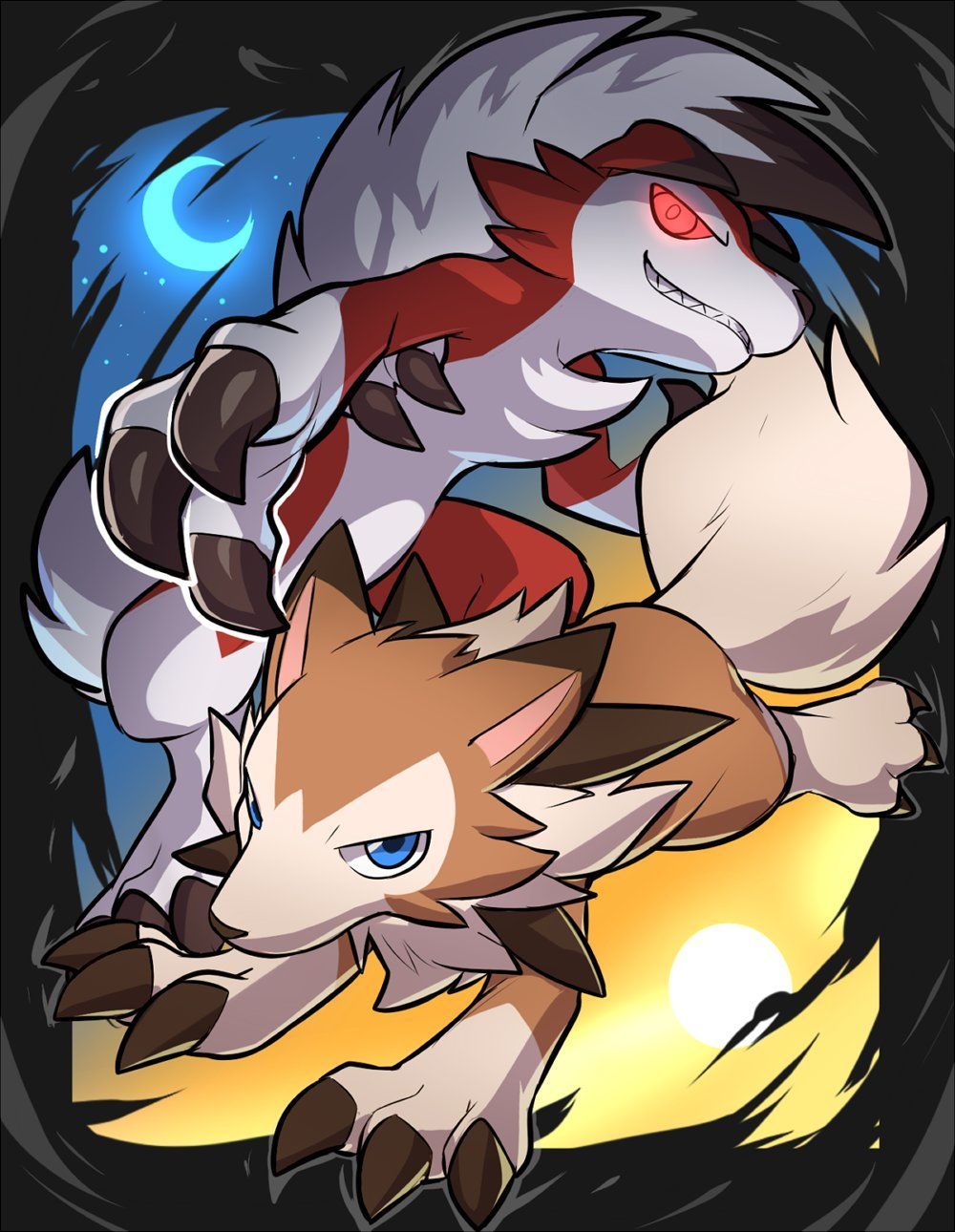 Lycanroc midnight and midday form. Pokemon, Ghost