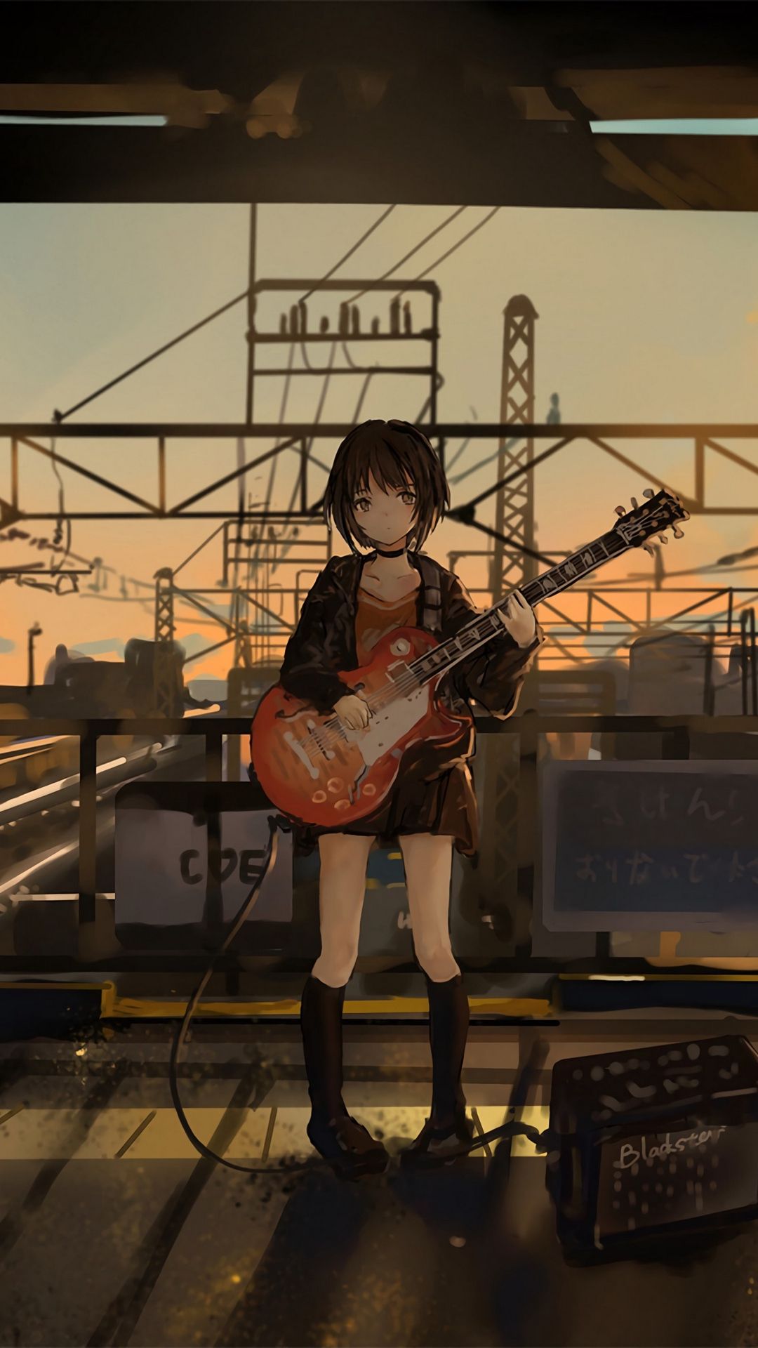 Female anime character in school uniform playing guitar digital wallpaper  HD wallpaper | Wallpaper Flare
