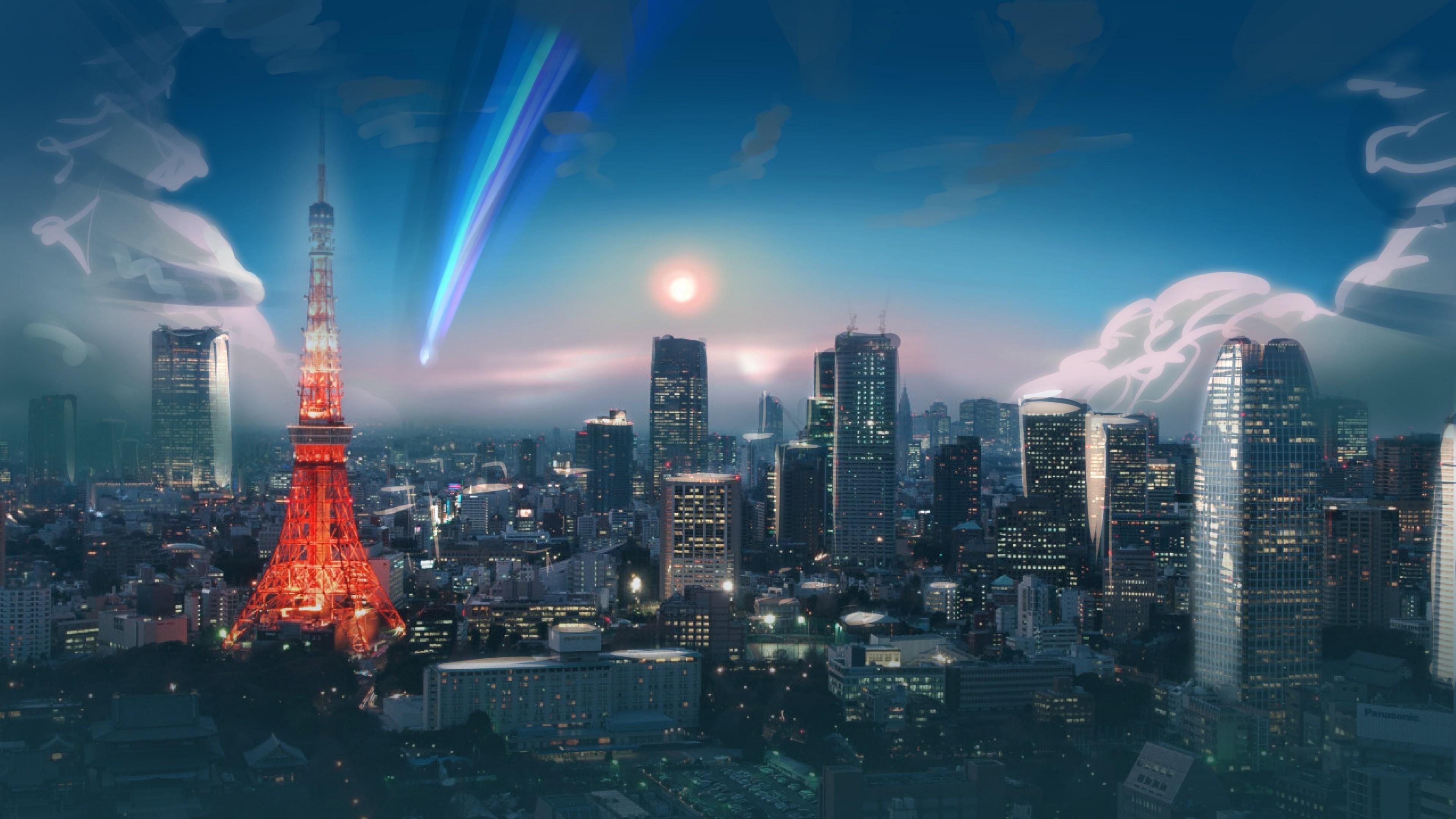 city #anime #tokyo #tower #comet #sky .com