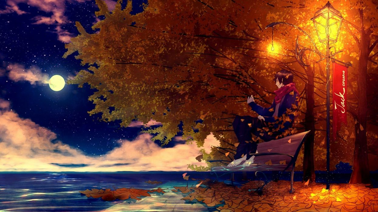 Tamagosho anime tree moon beauty wallpaperx1080