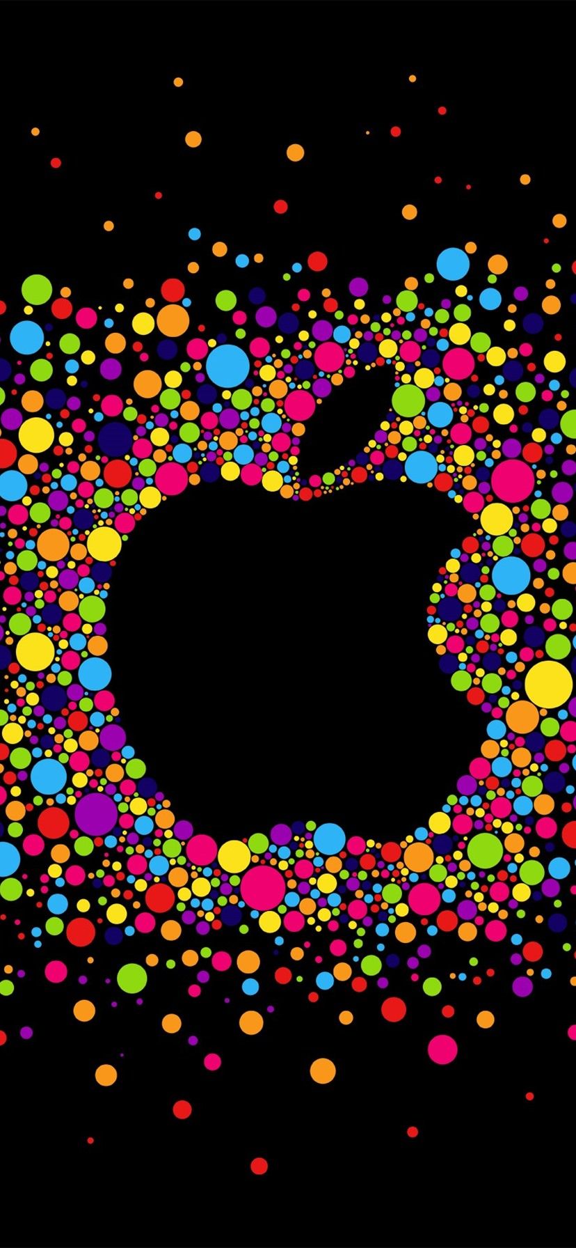 Colorful circles, Apple logo, black backgrounds 828x1792 iPhone 11
