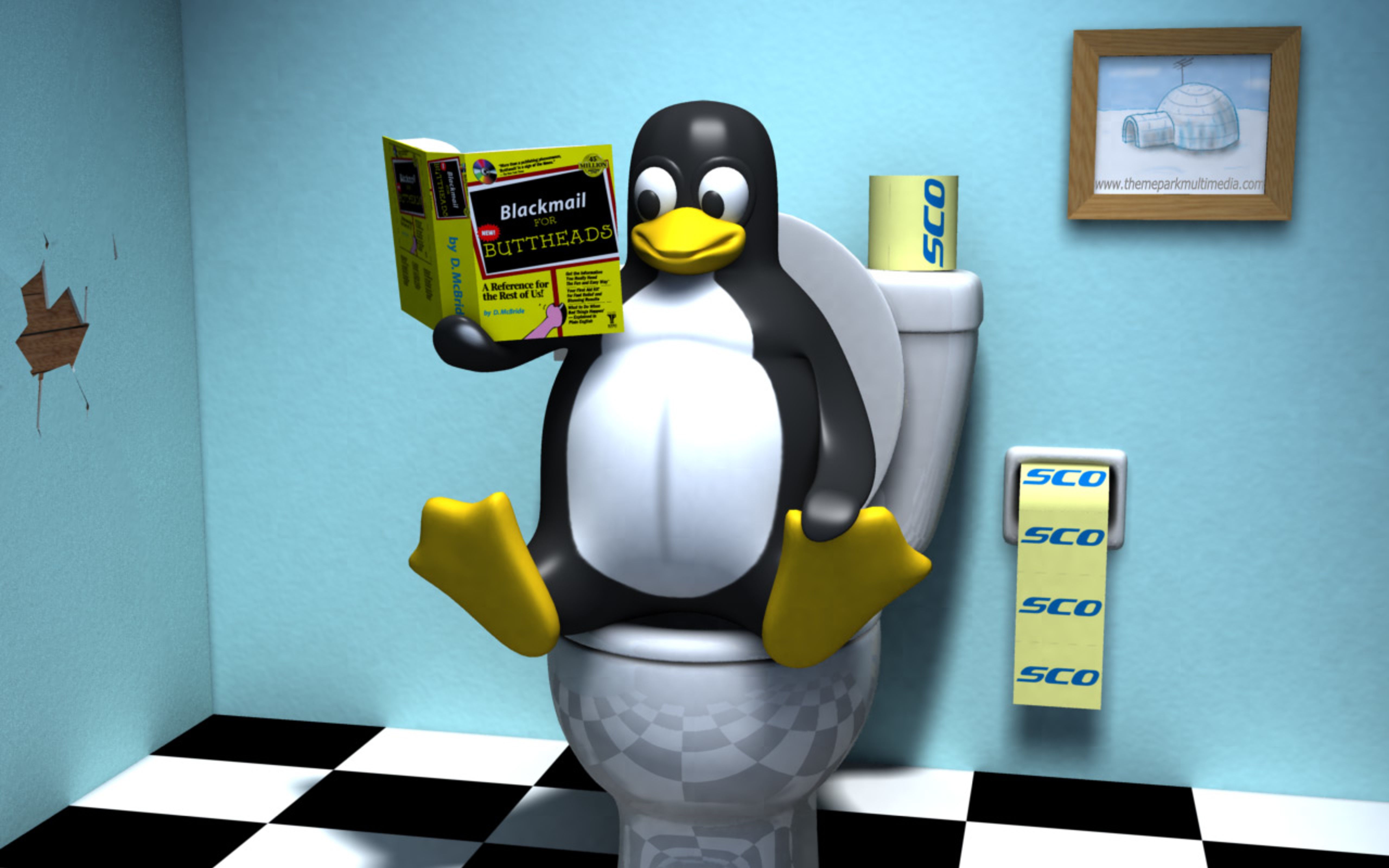 Linux Wallpaper penguin reads the magazine