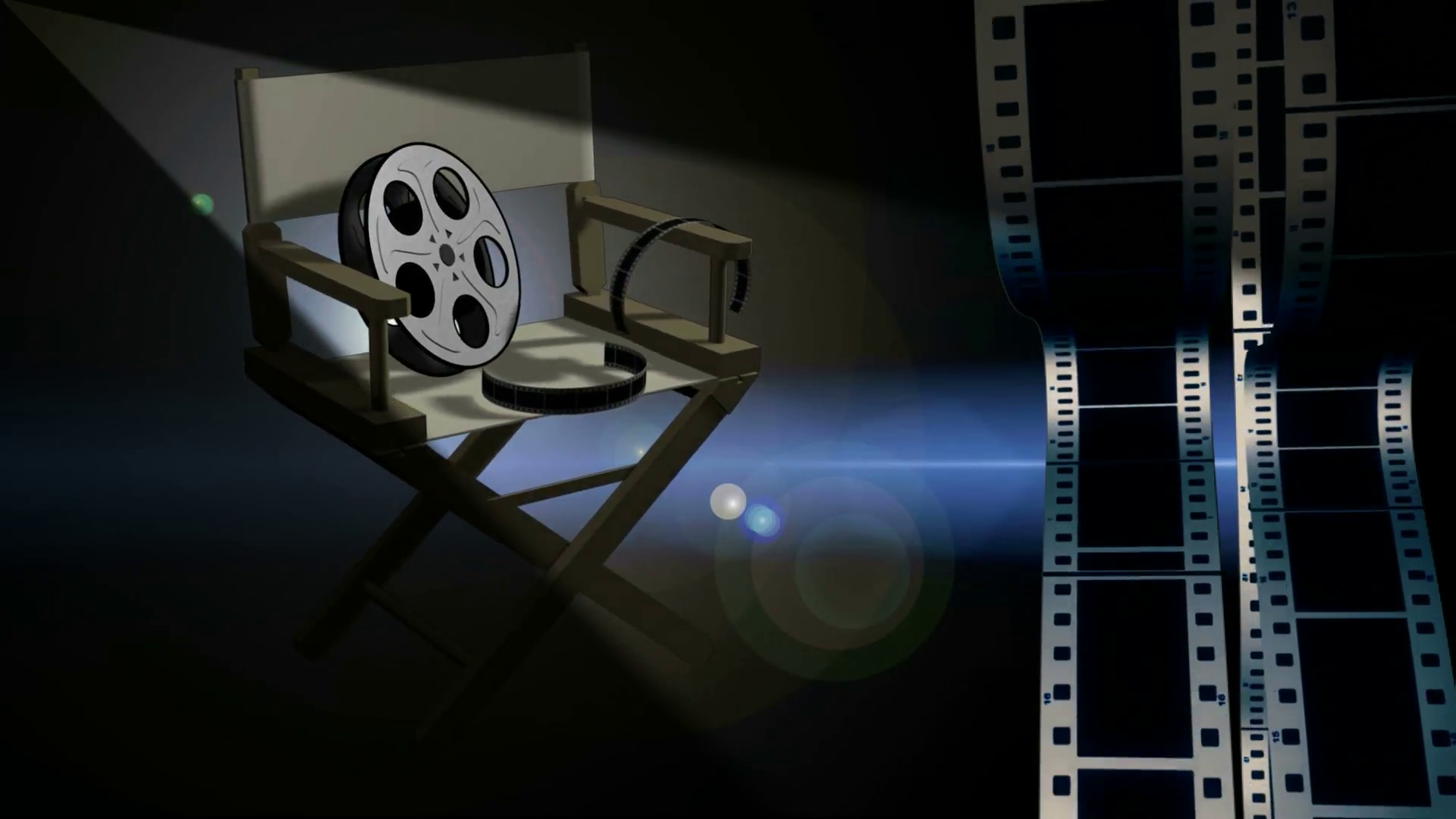 Filmstrips And Director's Chair Animation Motion Background