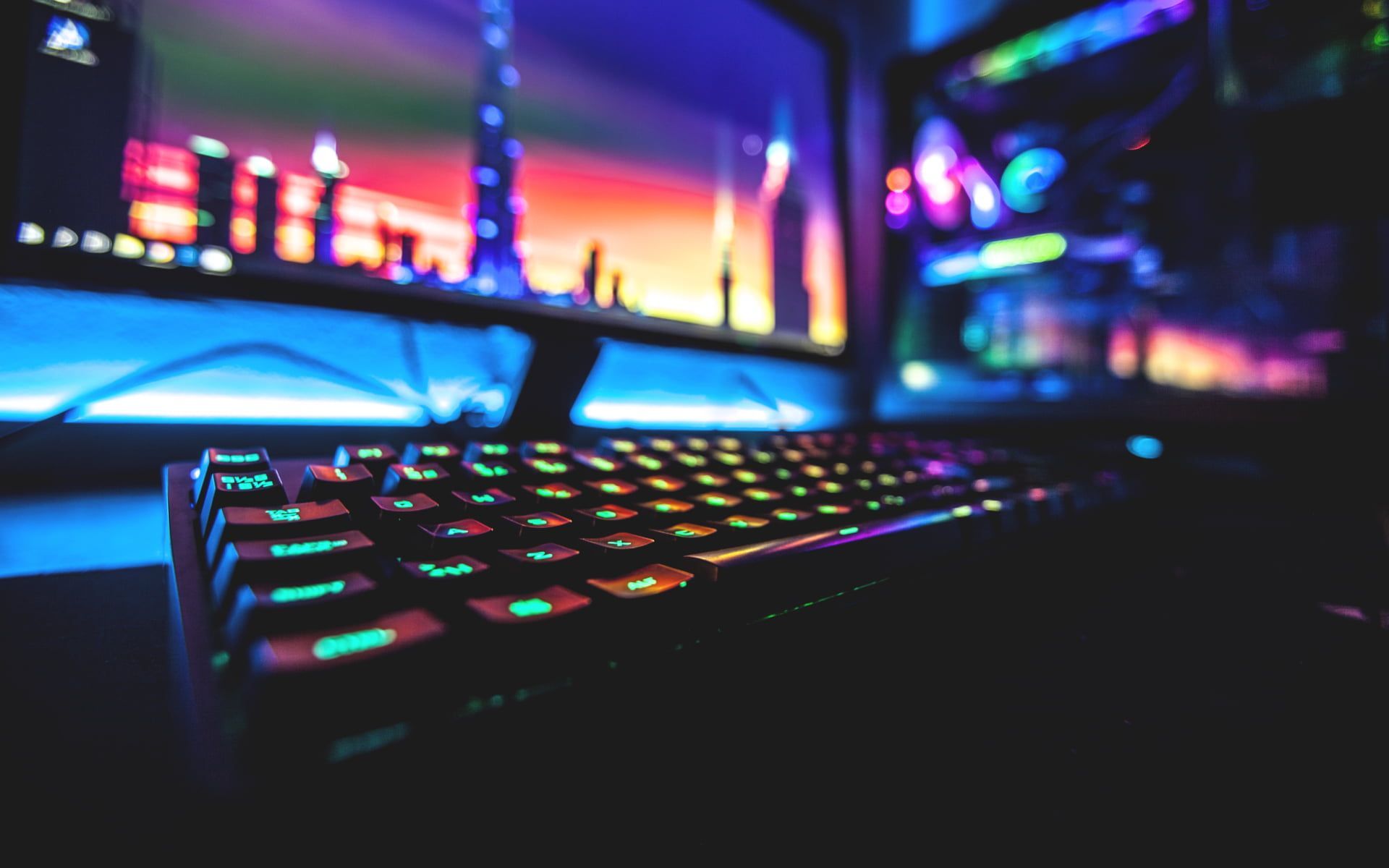 black RGB gaming keyboard PC