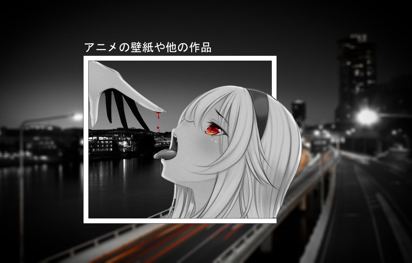 Wallpaper girl, the city, anime, anime, black white, madskillz, madskillz image for desktop, section прочее