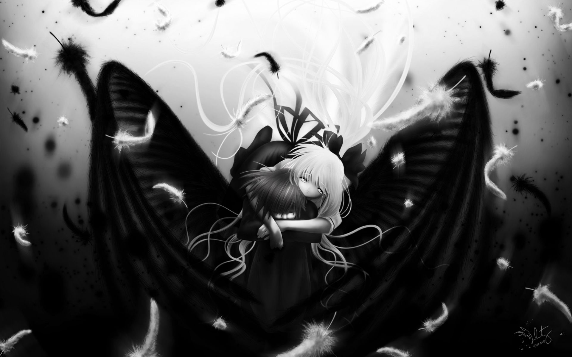 Anime Girl In Black And White Wallpaper HD / Desktop and Mobile