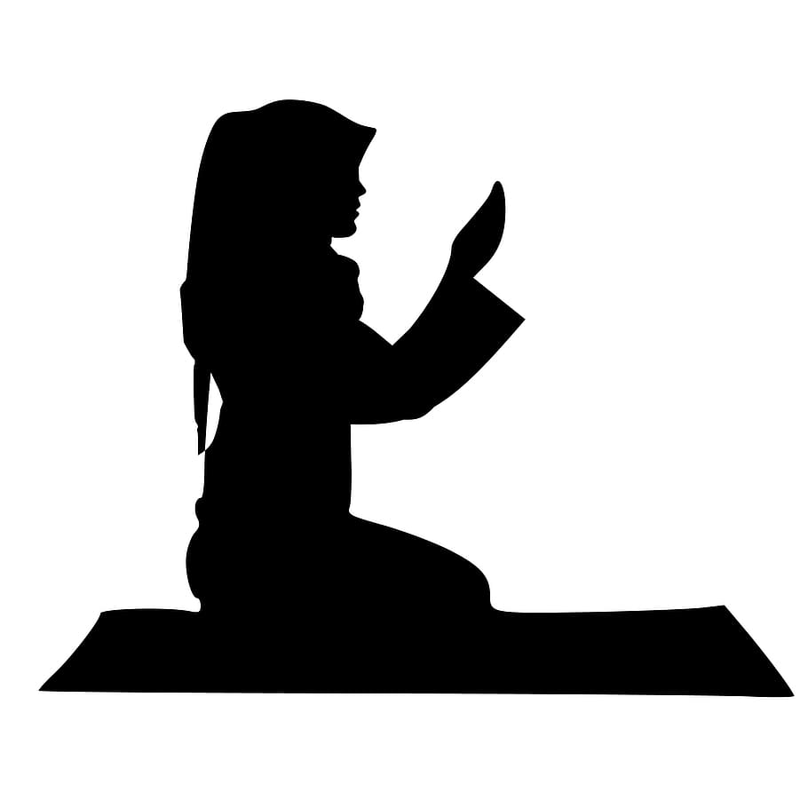 HD wallpaper: Illustration of praying woman in silhouette