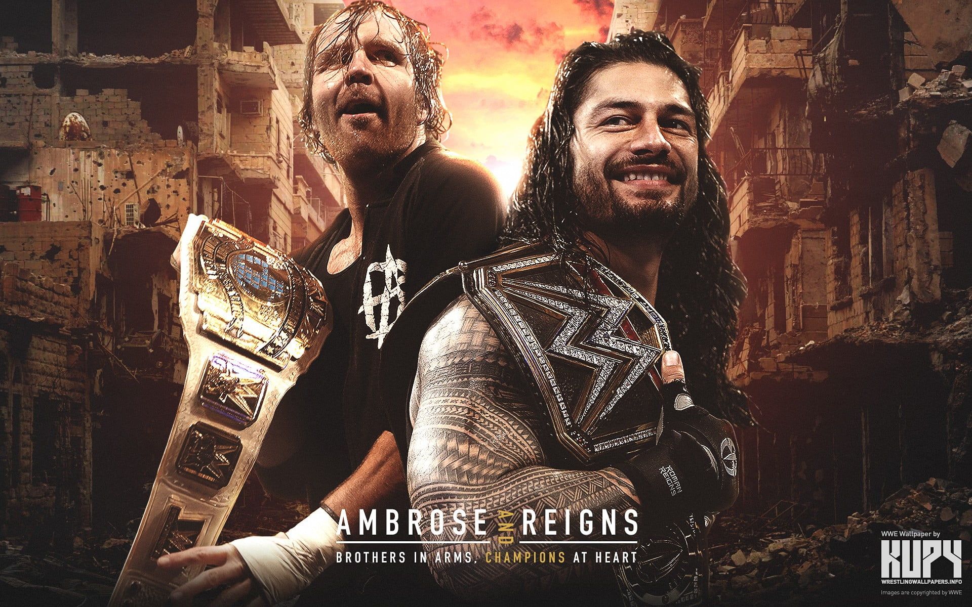 Ambrose Reigns digital wallpaper, WWE, Roman Reigns, Dean Ambrose